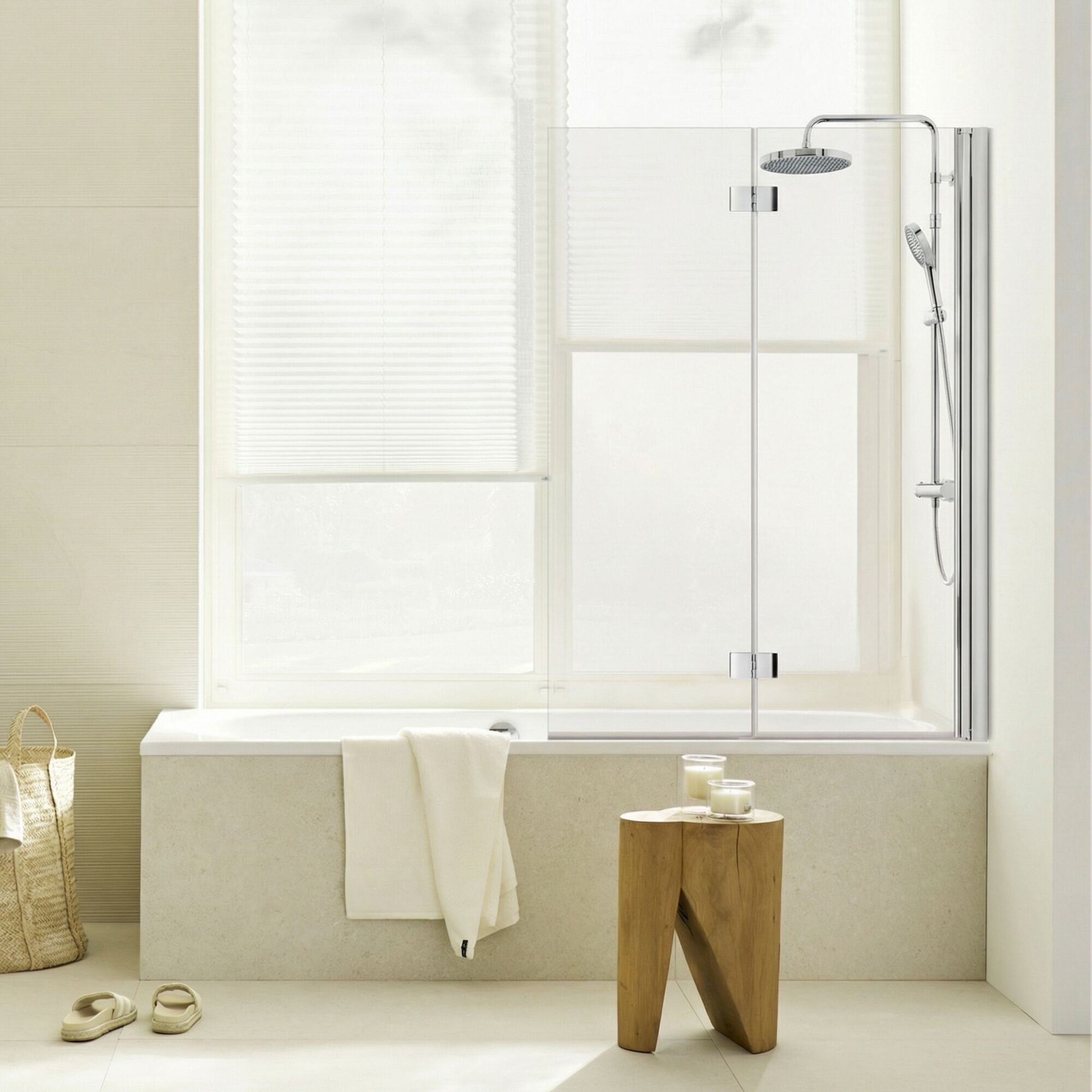 SCHÖNER WOHNEN-Kollektion Badewannenfaltwand ELARA 100 x 140 cm ESG, Glas, faltbar Klarglas Chromoptik