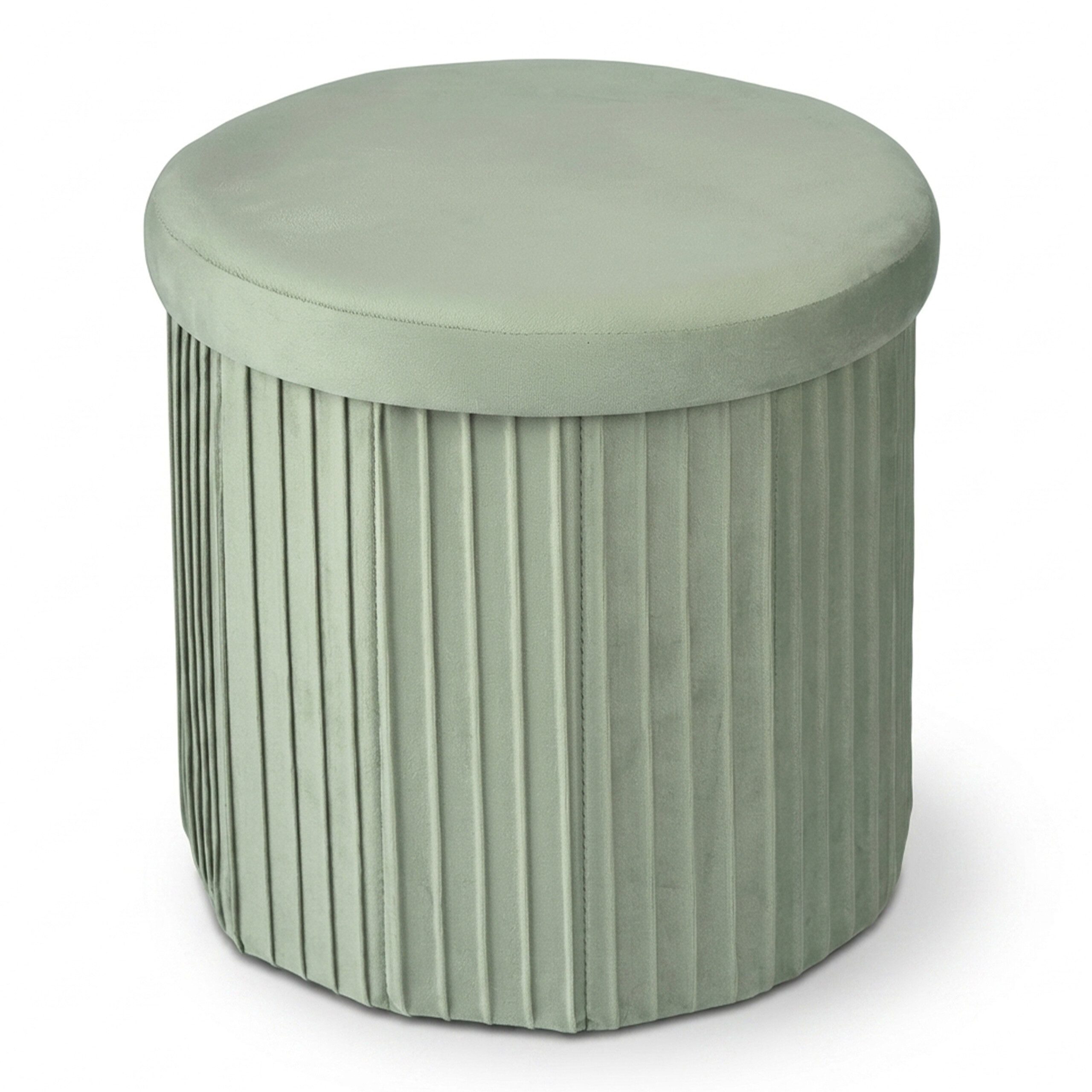 relaxdays Stauraumhocker Hocker aus Samt mit Stauraum (1 St), Salbei