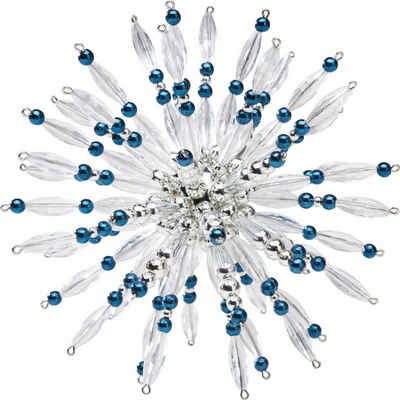 Zauberperle Bastelperlen Perlenstern-Komplettset Blue Crystal, Ø 15 cm