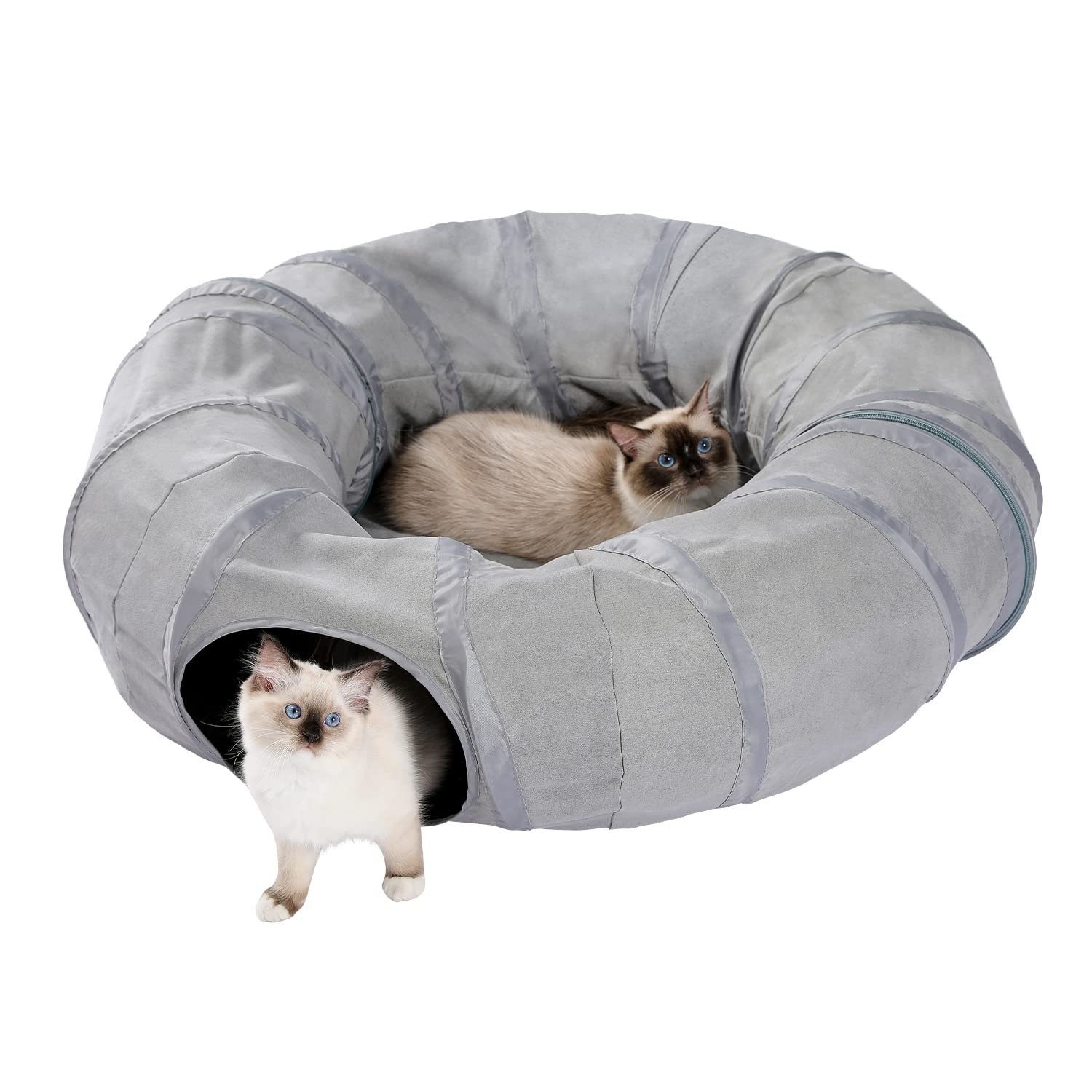 Tiertunnel Katzentunnel mit Plüschmatte und Ball, Ø 90 cm
