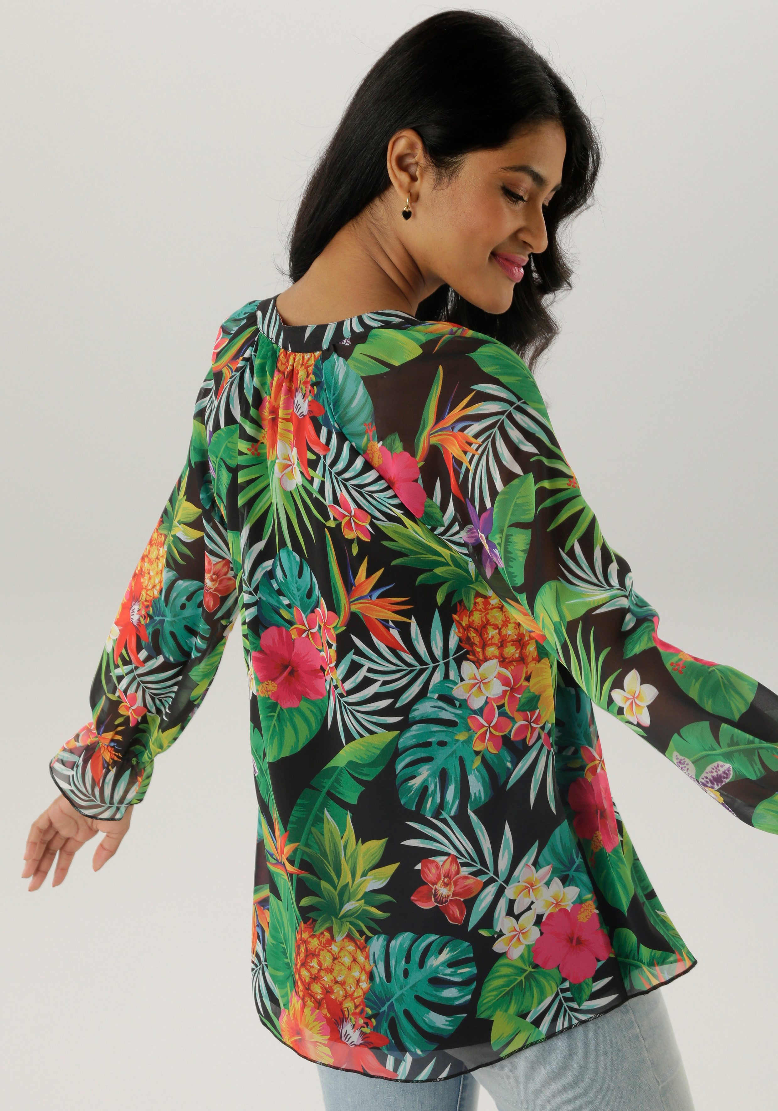 Aniston SELECTED Schlupfbluse mit blickdichtem Jerseyfutter günstig online kaufen