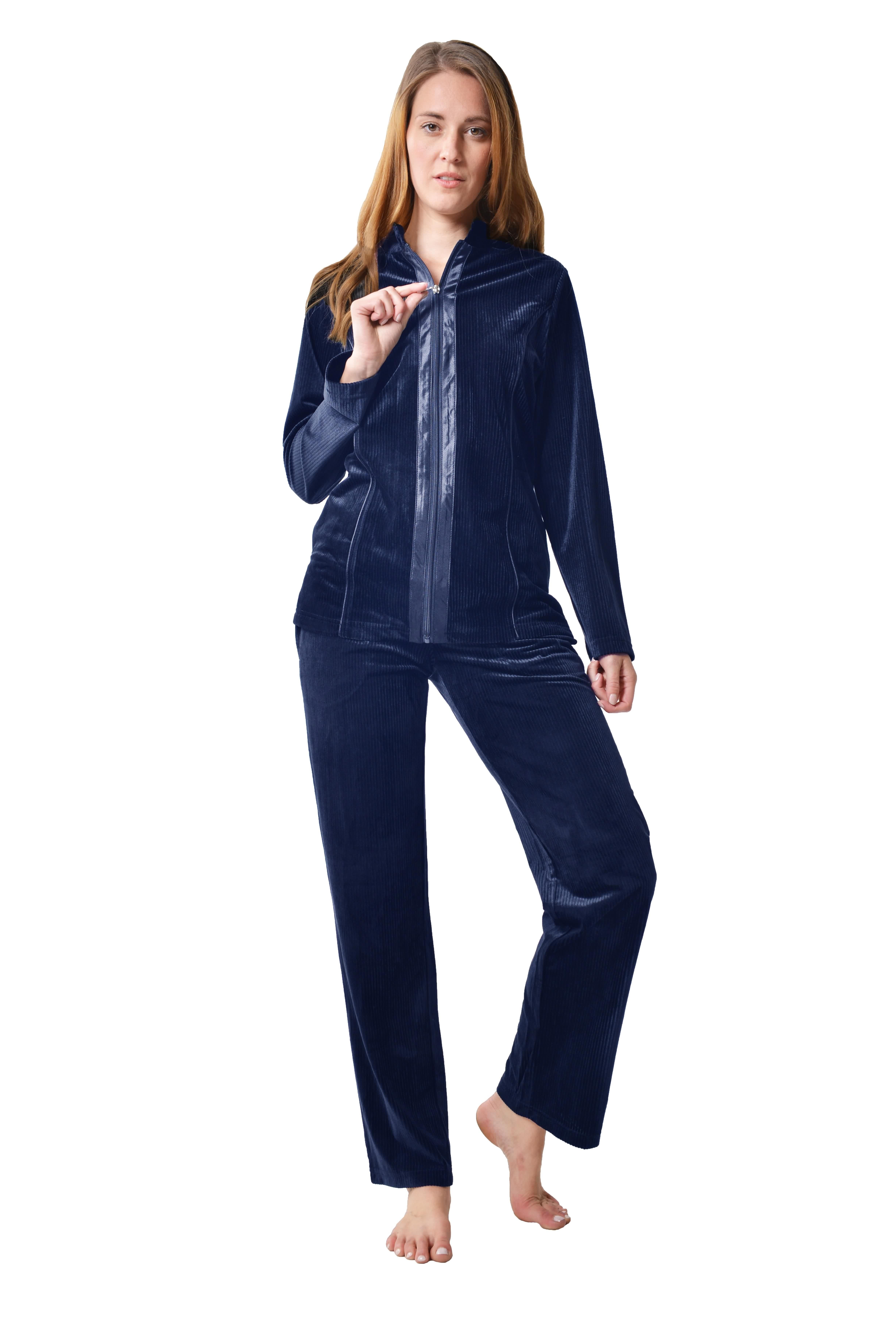 RAIKOU Hausanzug Damen Nicki Hausanzug Homewear Freizeitanzug mit Reißverschluss Paillettenreihen