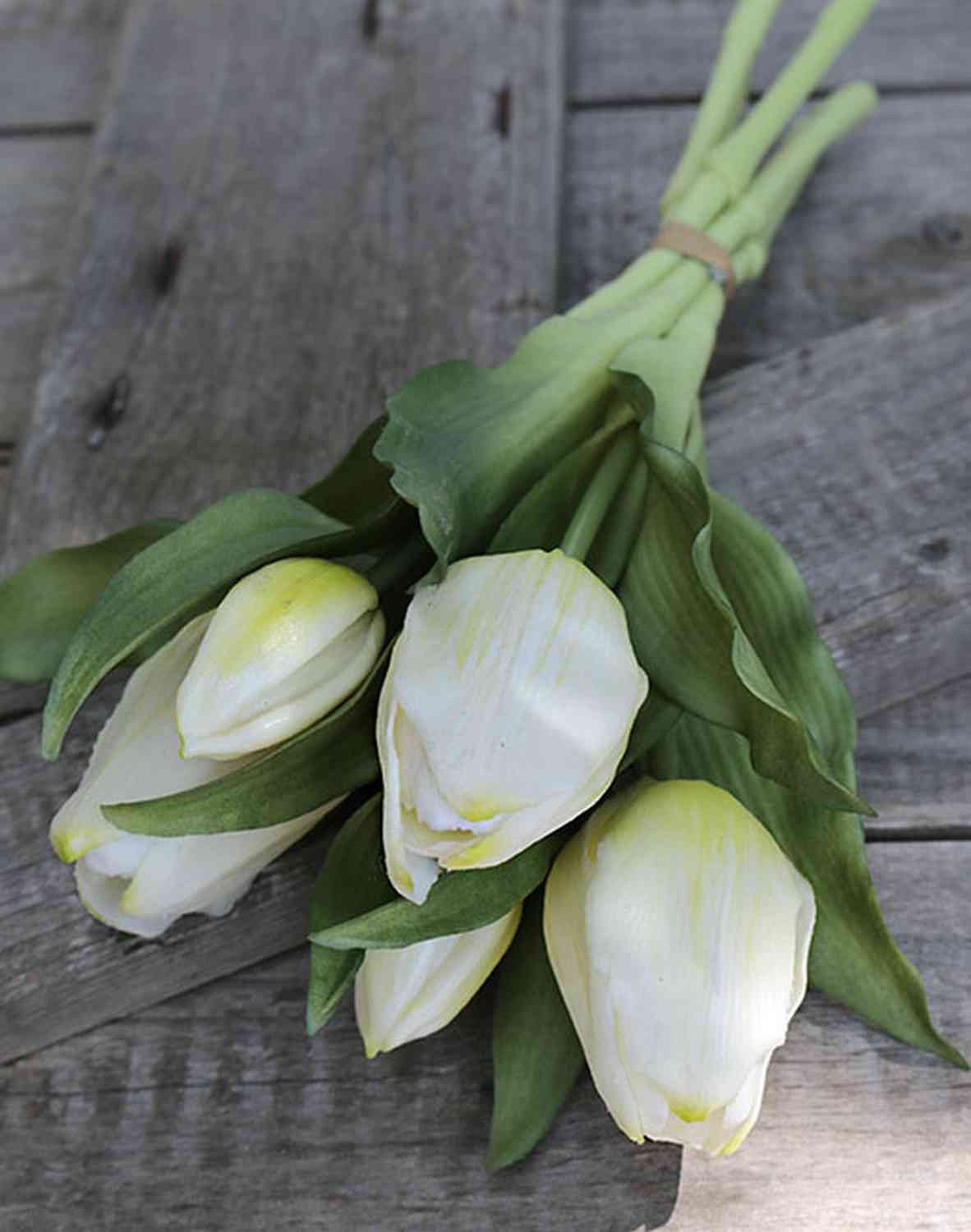 Kunsttulpe Tulpen Blumenstrauß künstlich Leana, weiß-grün, 25cm, Ø20cm Tulpe, artplants, Höhe 30.0 cm