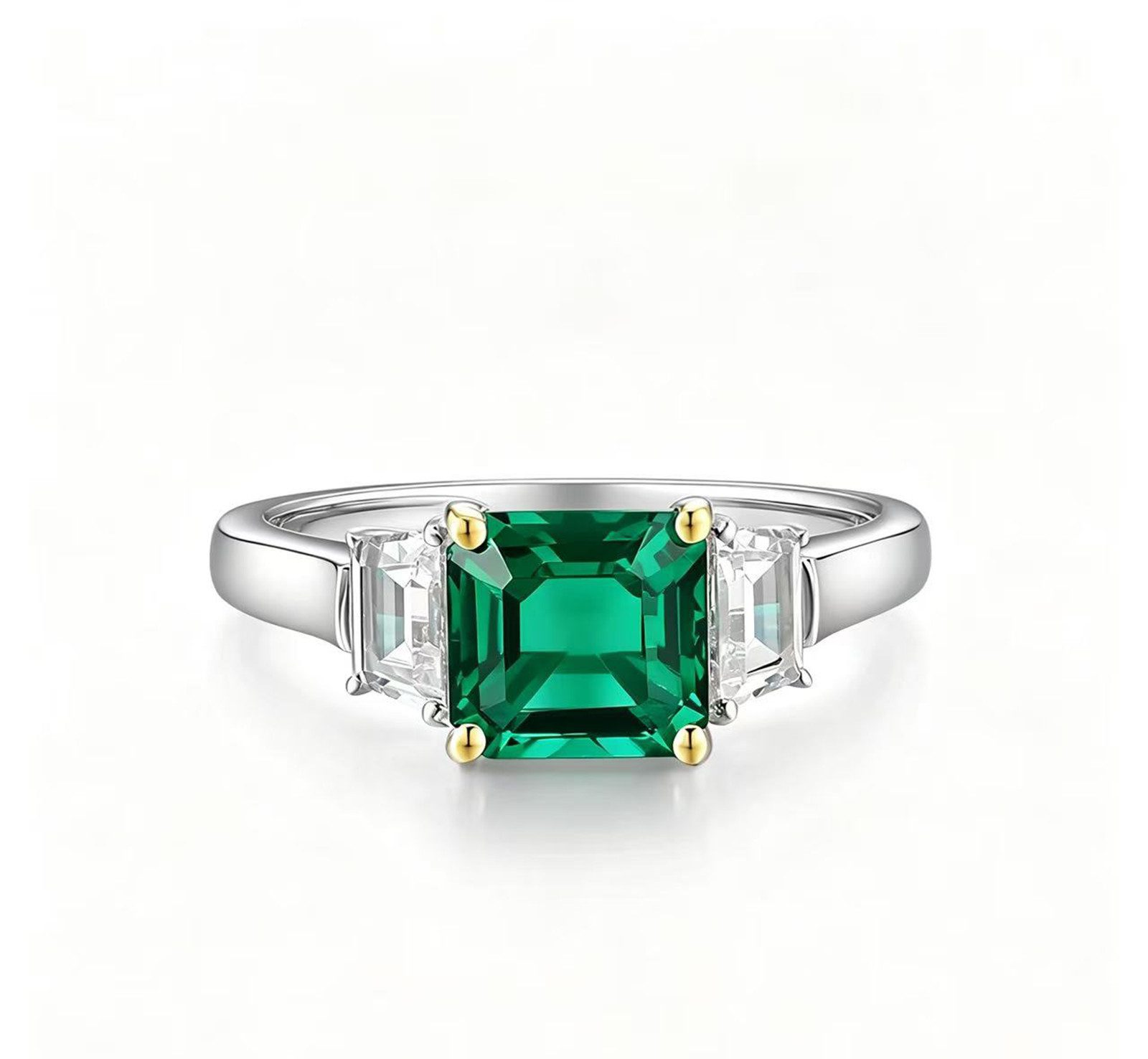 Jumpeak Verlobungsring Smaragdring, 2ct, Laborgezüchteter Smaragd, Damenring, Eheringe, Romantische Geschenke für sie, Valentinstagsgeschenke, damen geschenk