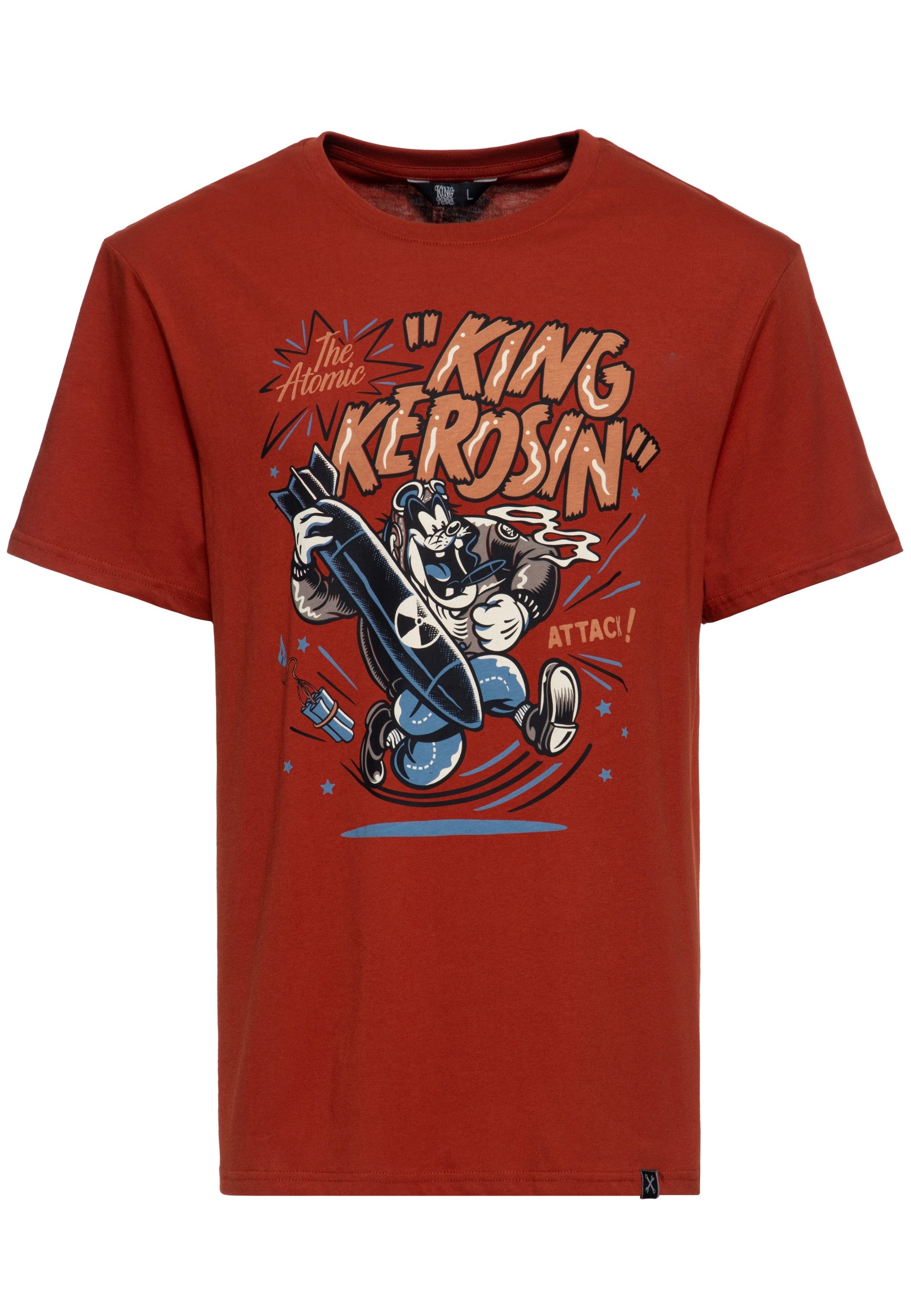 KingKerosin Print-Shirt The Atomic Attack! (1-tlg) mit Comic Artwork