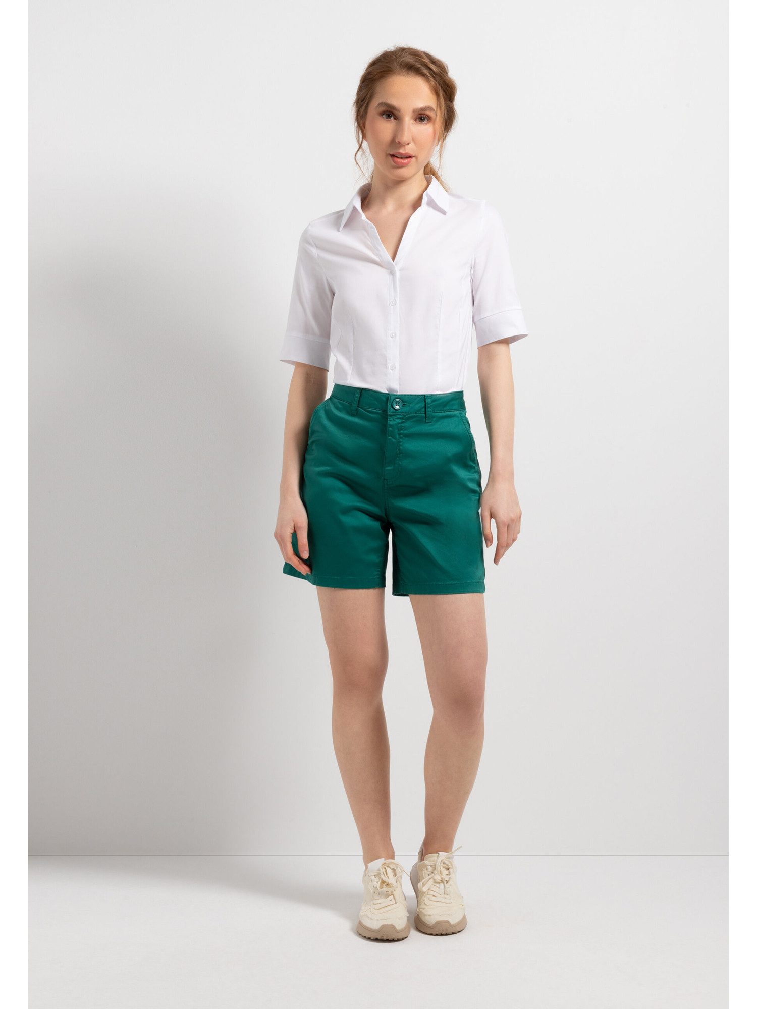 MORE&MORE Kurzarmbluse Baumwollstretchbluse