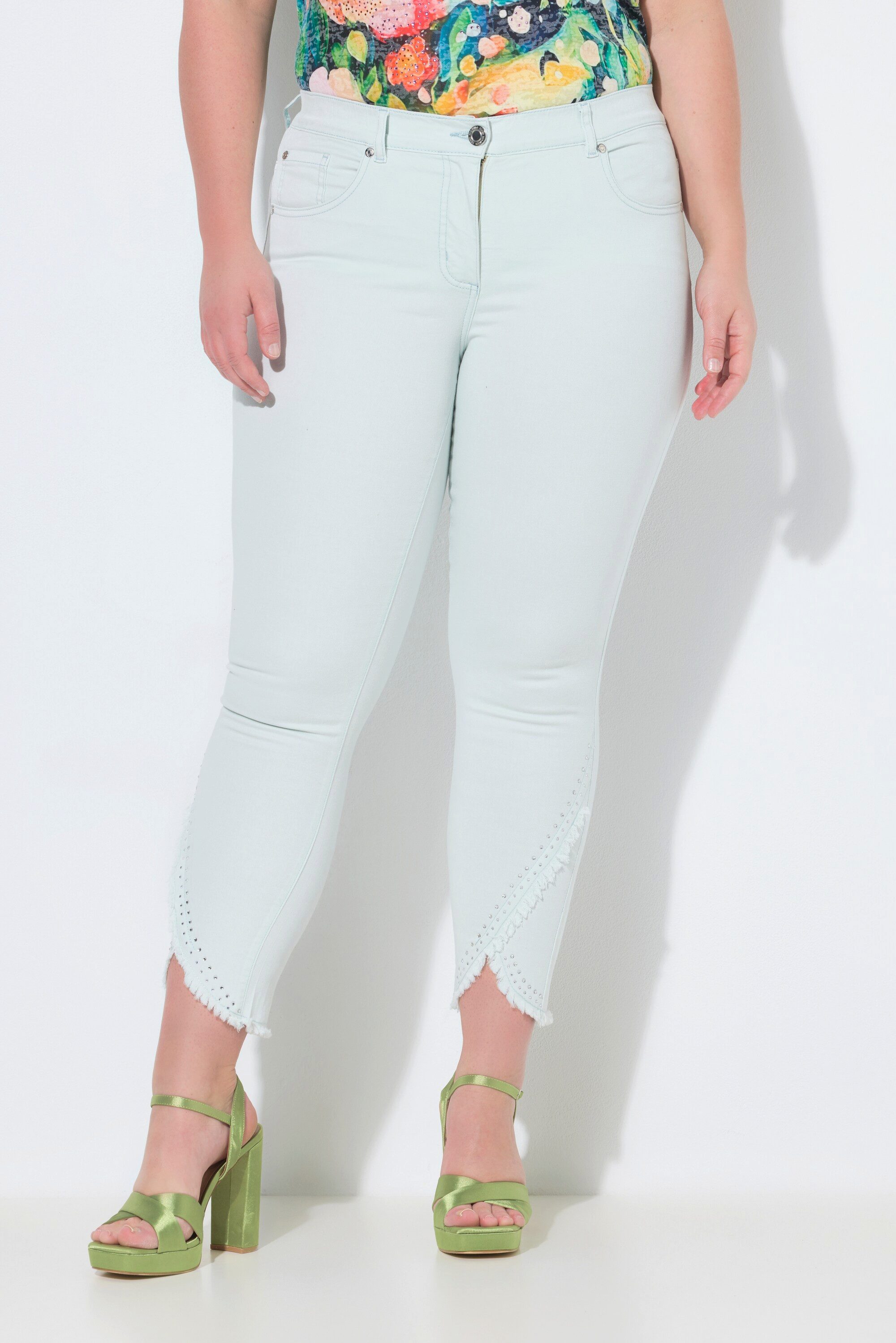MIAMODA Funktionshose 7/8 Jeans Skinny Fit 5-Pocket Fransensaum