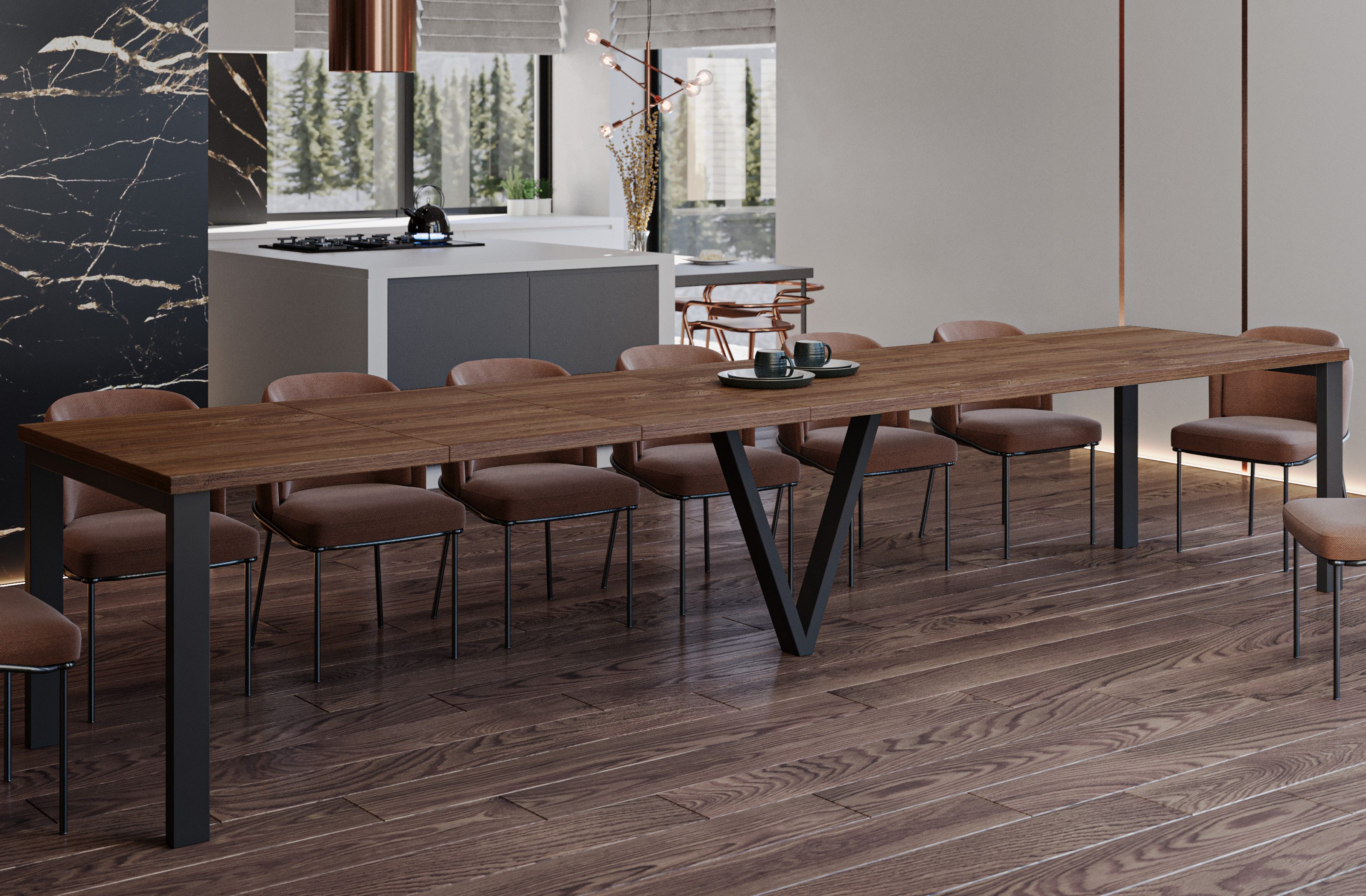 Endo-Moebel Esstisch Titan XXL 130-405 cm, günstig online kaufen