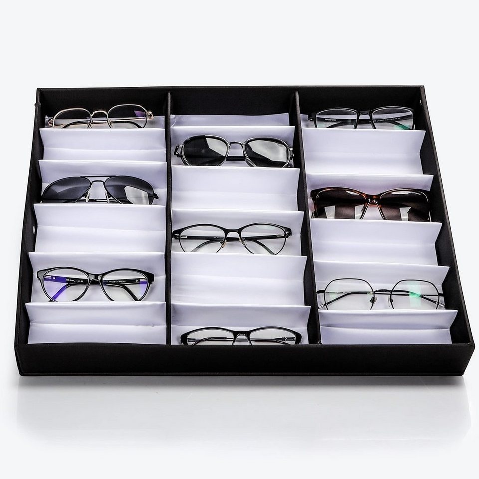 Kurtzy Organizer Brillen- und Sonnenbrillenbox mit 18 Fächern zum