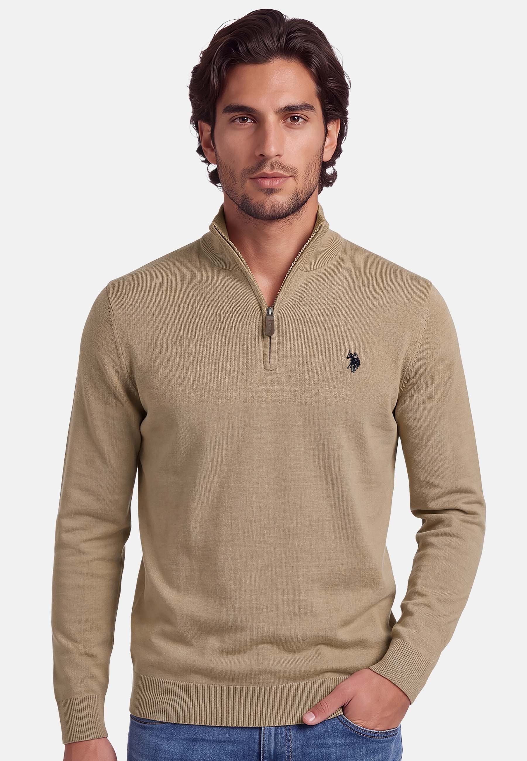 U.S. Polo Assn. Stehkragenpullover USKnooxx – Herren Half-Zip Strickpullover mit bequemem Rundhalsausschnitt