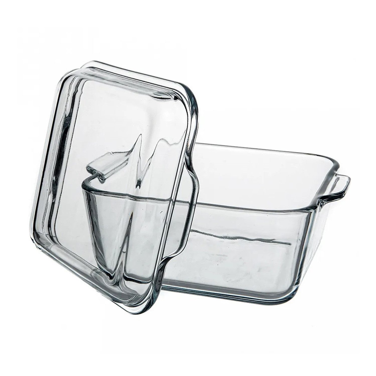 Pasabahce Auflaufform Borcam Glas-Auflaufform mit Deckel 1000 ml 174 × 147 mm, Borosilikatglas, (2-St), für Heißluftfritteusen geeignet (maßabhängig), ofenfest, mit Deckel