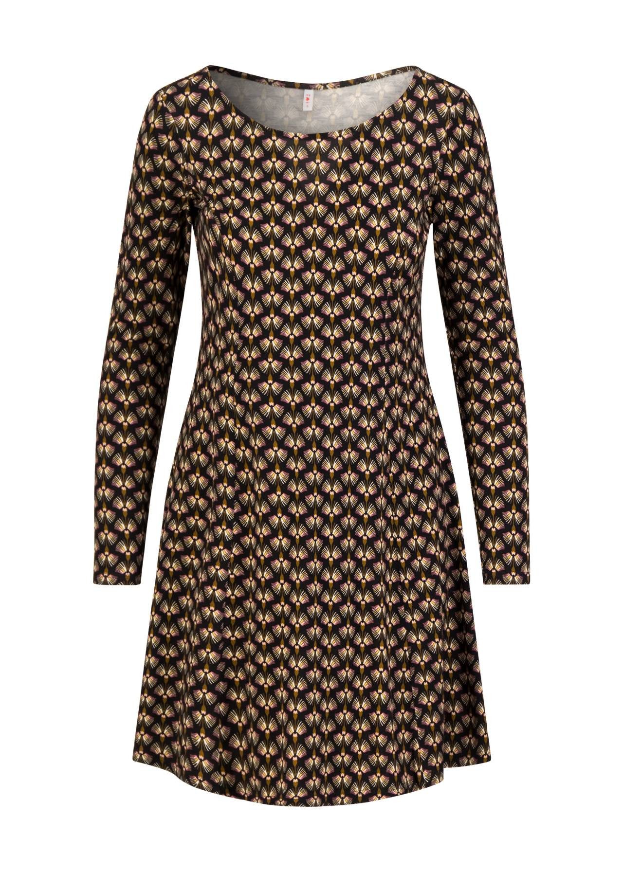 Blutsgeschwister Midikleid - Elegantes Jerseykleid mit Stehkragen und Raffungen für Damen - Swing Jerseykleid mit Stehkragen, Raffungen und gerader Rock-Silhouette