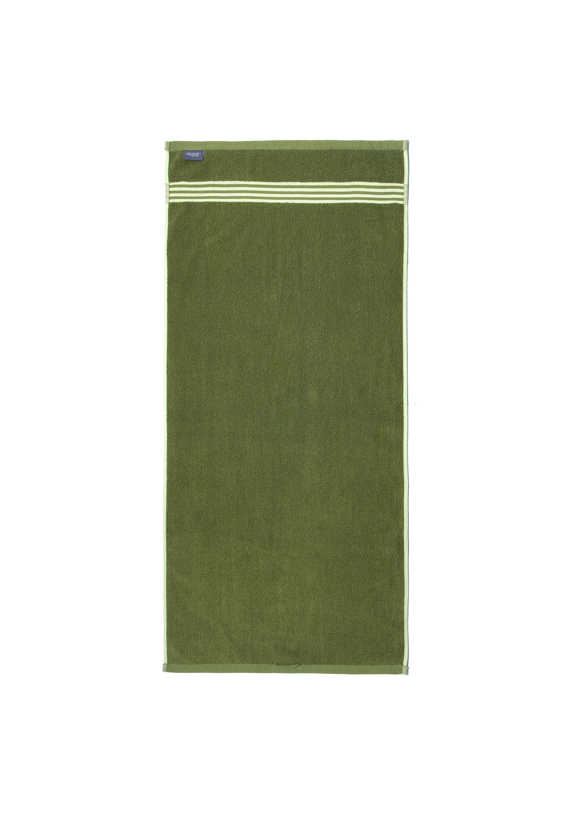 grace grand akzentuierter Bordüre Handtuch (1-St), Sports, grün spa mit