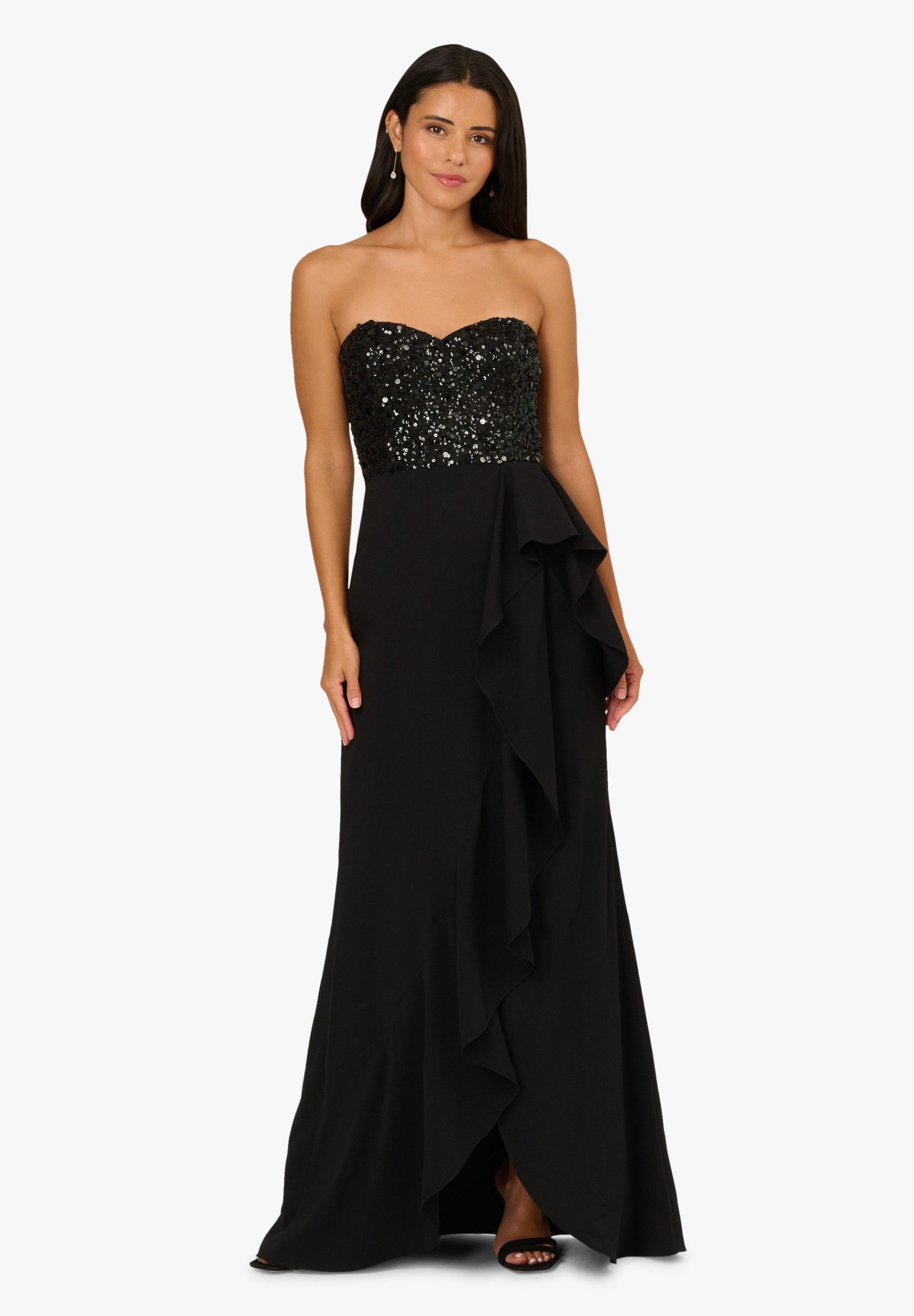 Adrianna Papell Abendkleid Strapless Bead Mesh Dress Umwerfendes, trägerloses Rüschenkleid