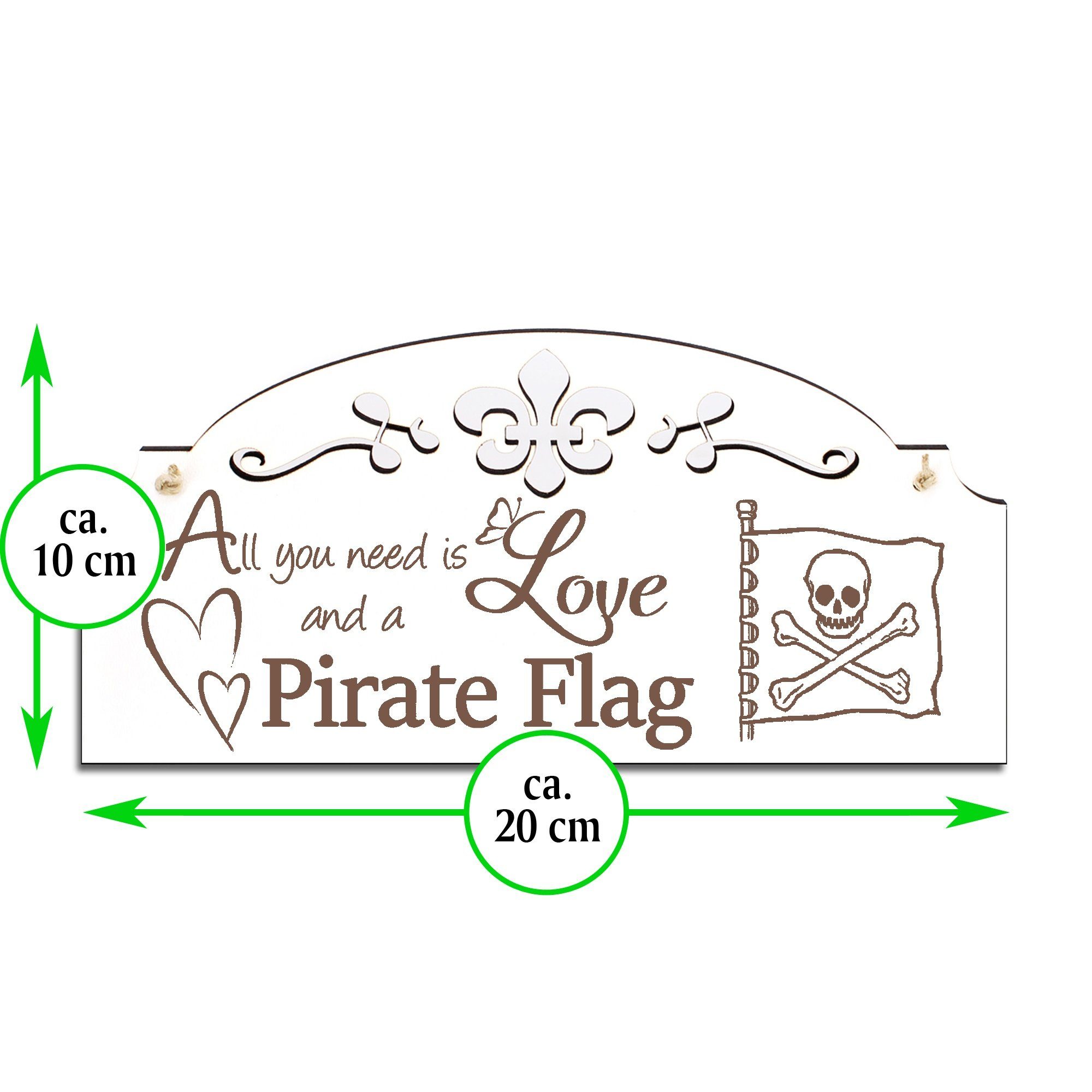 Dekolando Hängedekoration Piratenflagge Deko 20x10cm is you All Love need