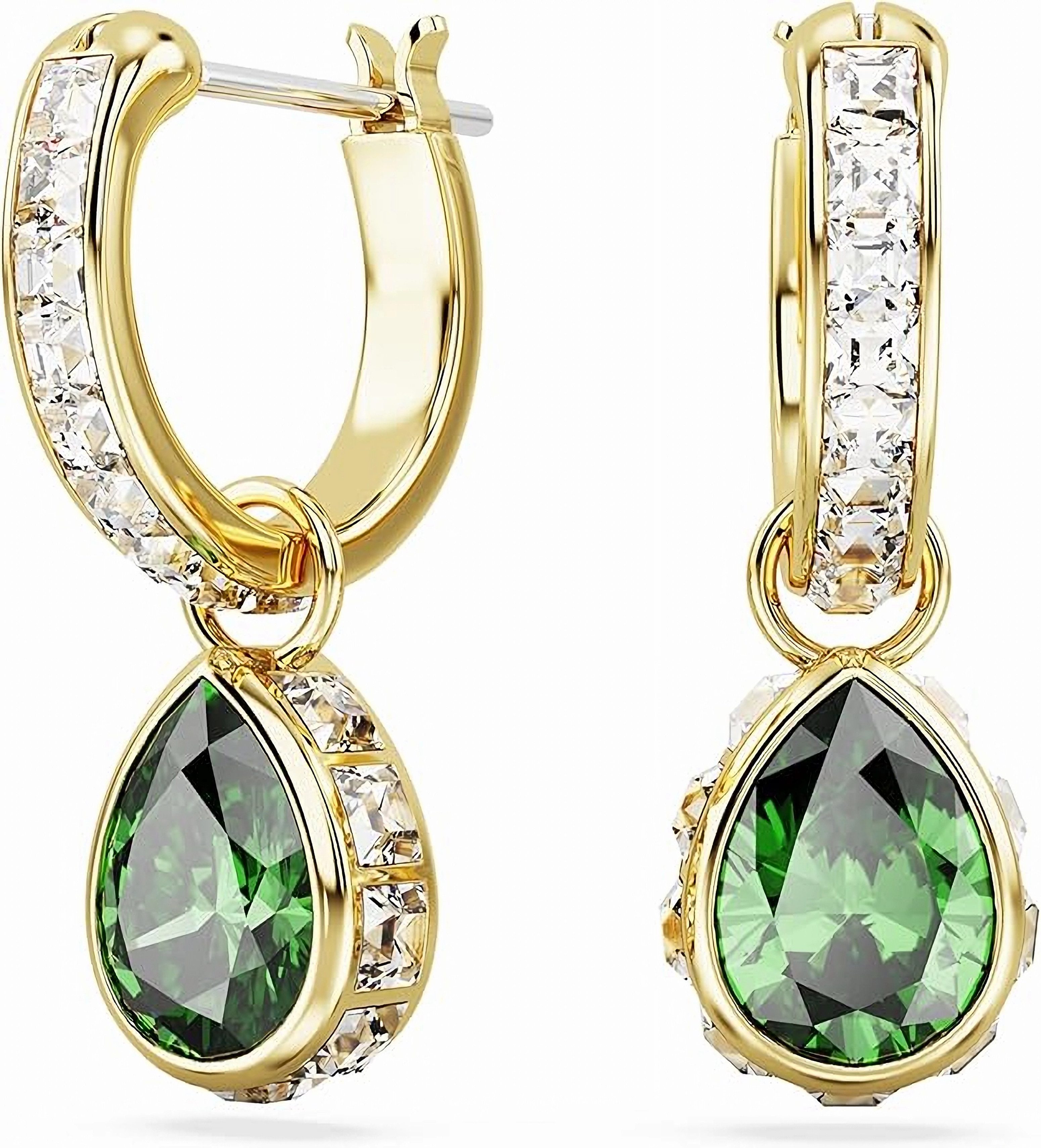 Paar Ohrstecker 585Gold Ohrringe für Damen Birnenform LaborgruenEdelstein, PavéSetting