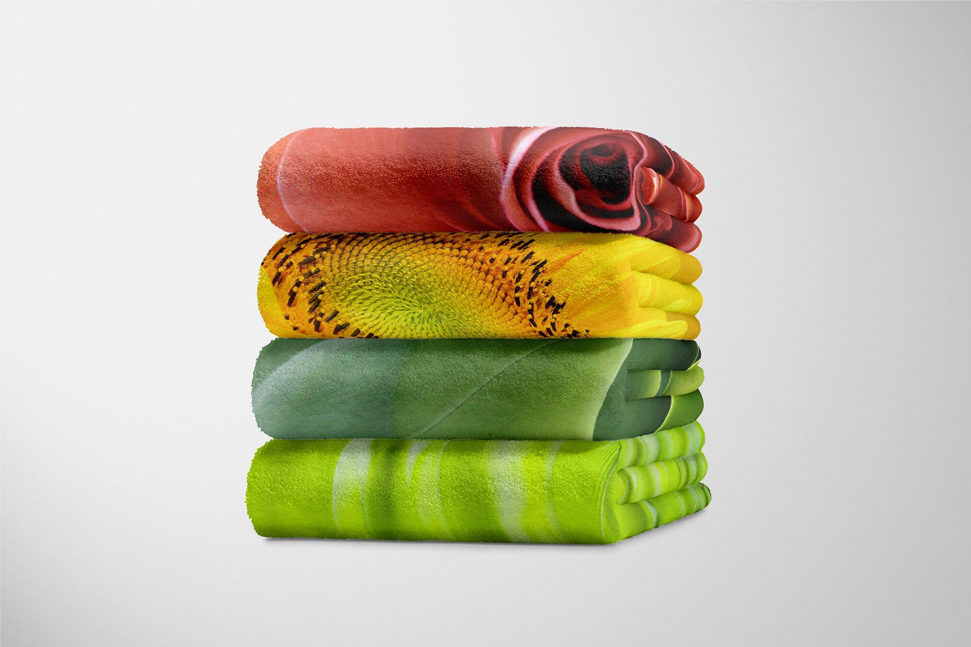 (1-St), mit Pflanze Kuscheldecke Nahau, Sinus Handtuch Fotomotiv Art Handtücher Handtuch Baumwolle-Polyester-Mix Saunatuch Strandhandtuch Grün