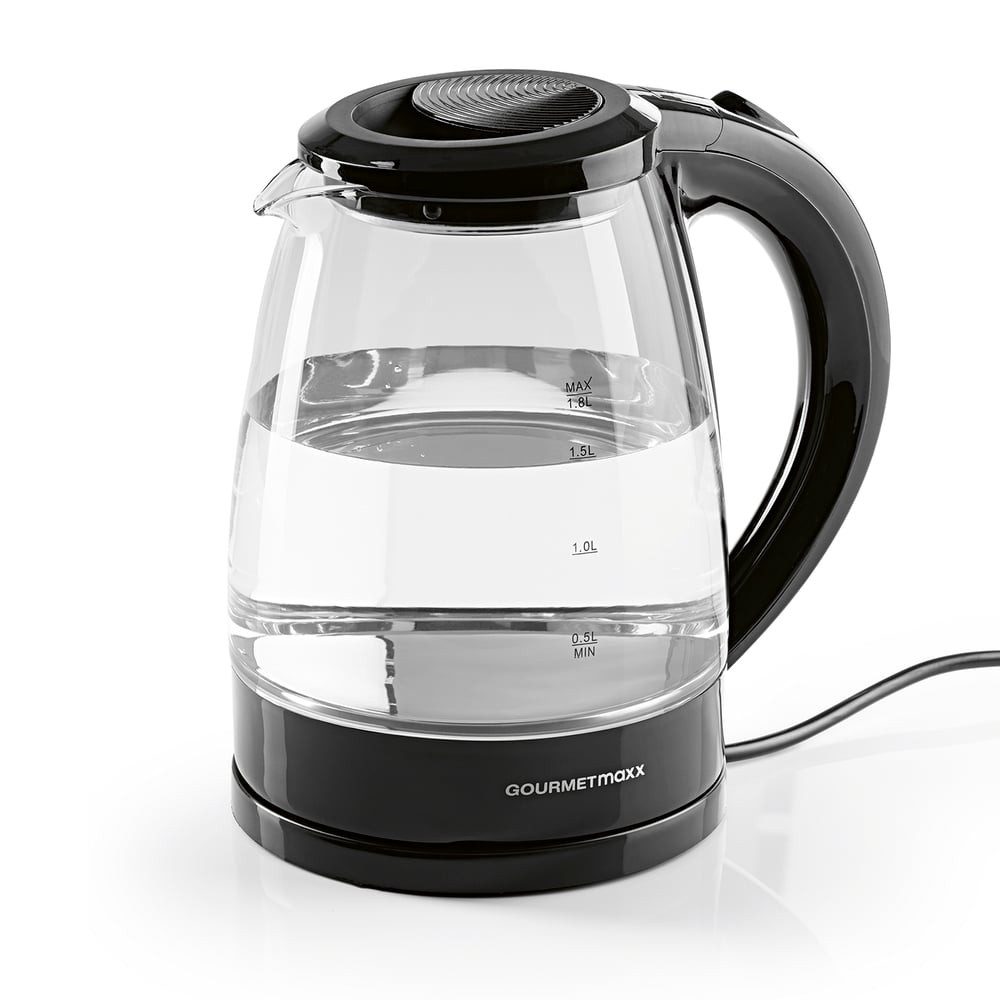 GOURMETmaxx Wasserkocher aus Glas mit automatischer Abschaltung max. 1800 W, 1800 W, 360° drehbar, Wasserstandsanzeige, LED-Beleuchtung-1,8L Füllmenge – Bild 3 von 5