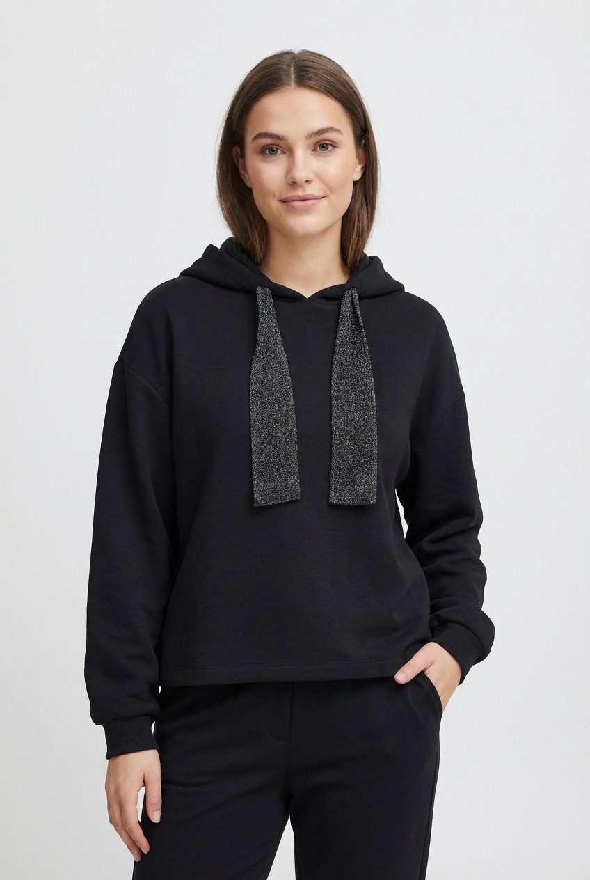 pieces Kapuzensweatshirt PCCHILLI LS GLITTER HOODIE NOOS BC mit Kordelzug i günstig online kaufen