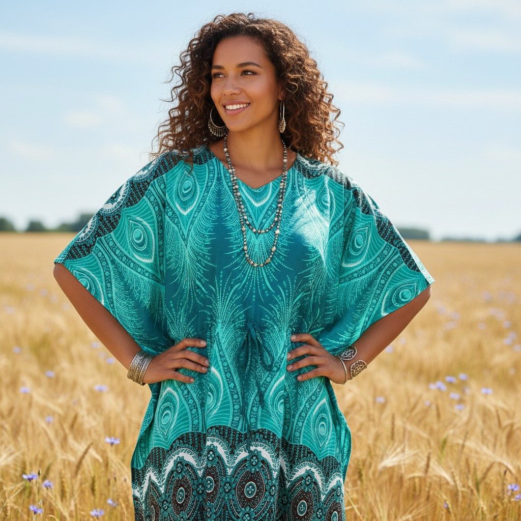 Guru-Shop Longbluse Poncho, Mandala Tunika, Boho Kaftan, Kurzarm.. alternat günstig online kaufen