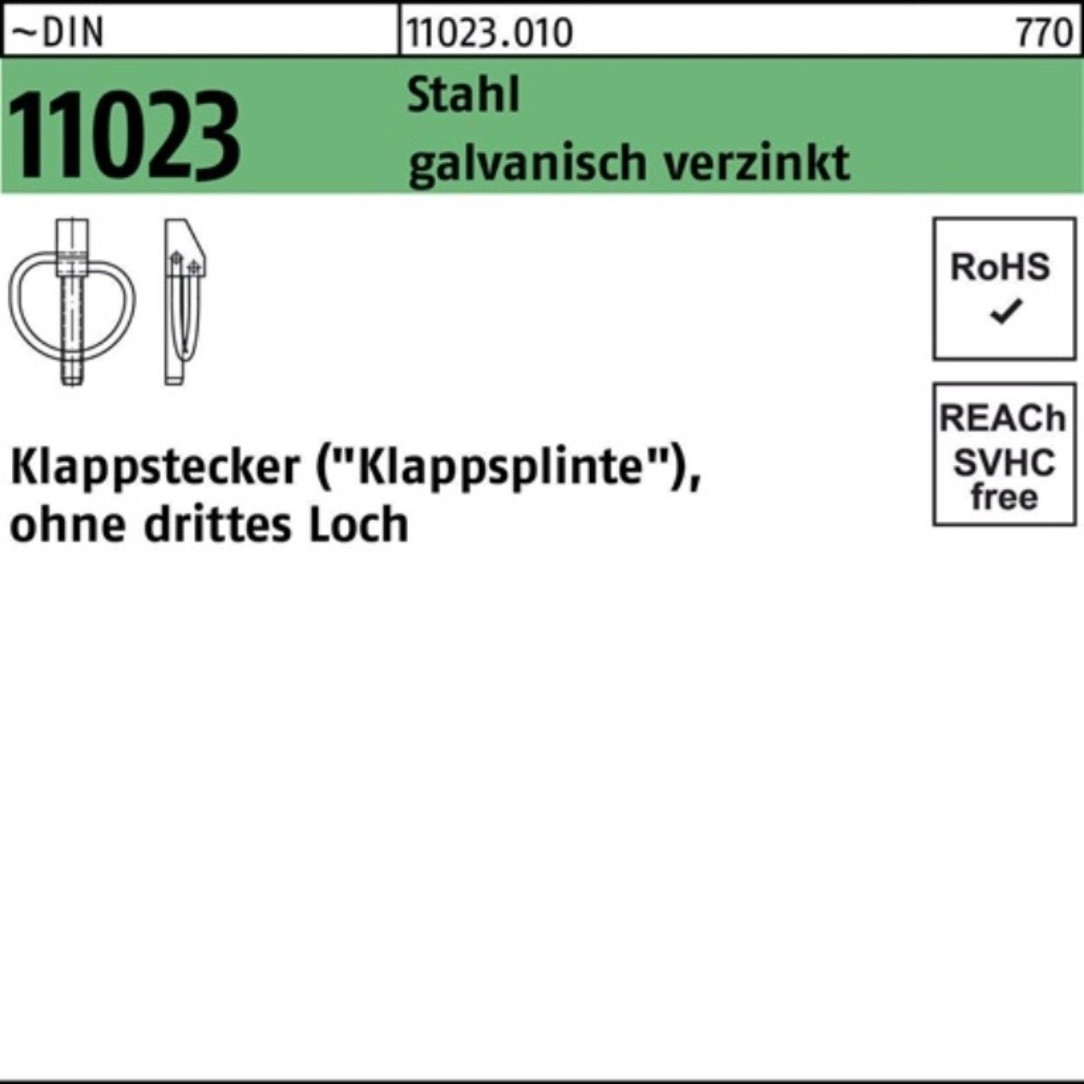 Reyher Klappstecker 100er Pack Klappstecker DIN 11023 8x 42 Stahl galv.verz. 50 Stück ~DI