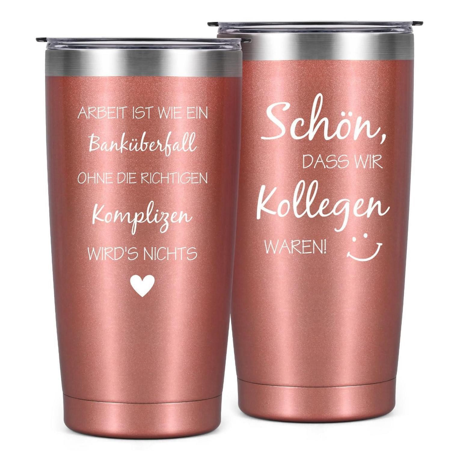 LuxusKollektion Coffee-to-go-Becher Kaffeebecher to go 600ml Roségold Kollegin, Metall