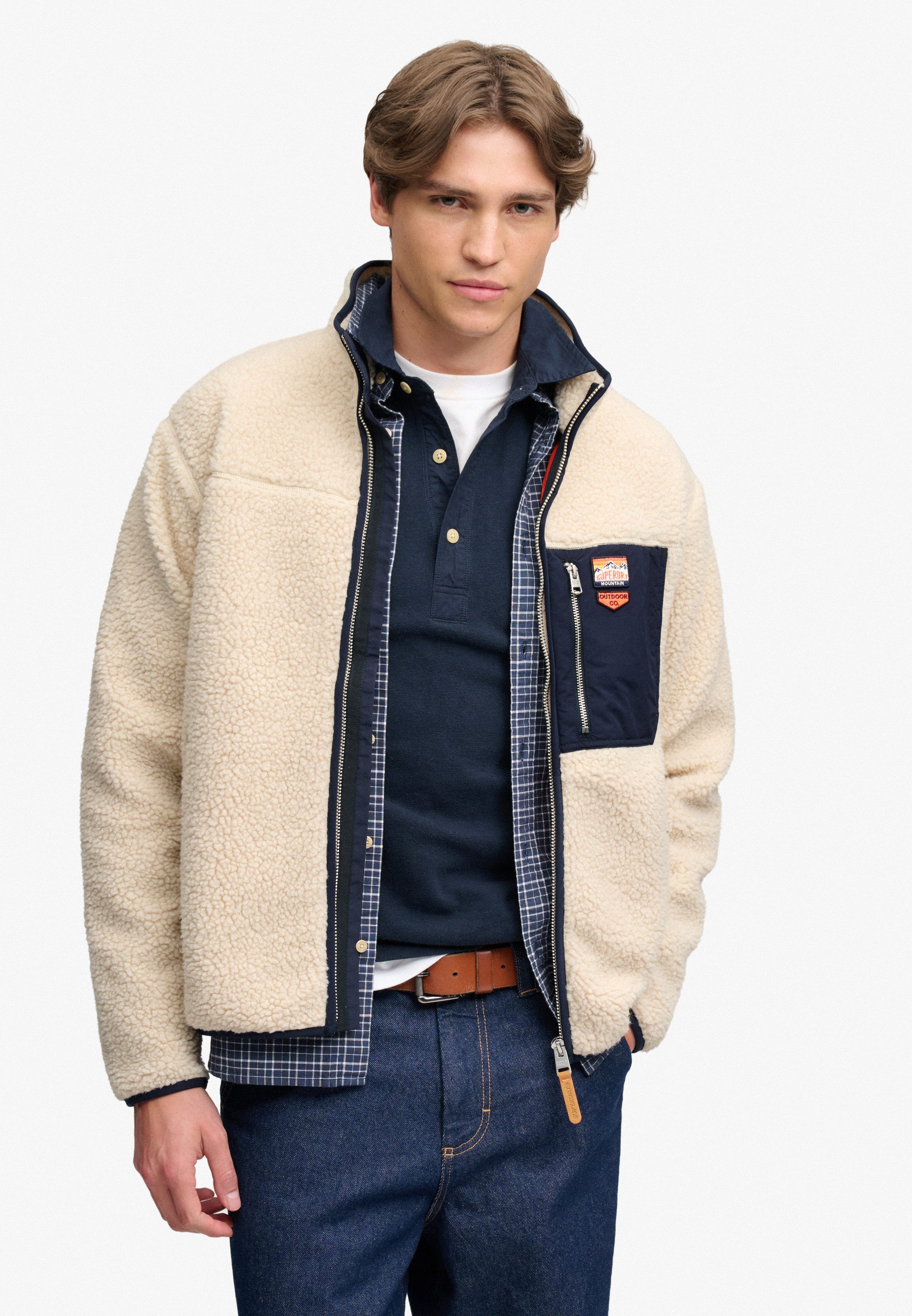Superdry Sweatjacke VINTAGE RETRO FULL ZIP FLEECE Kunstfaser, relaxed fit