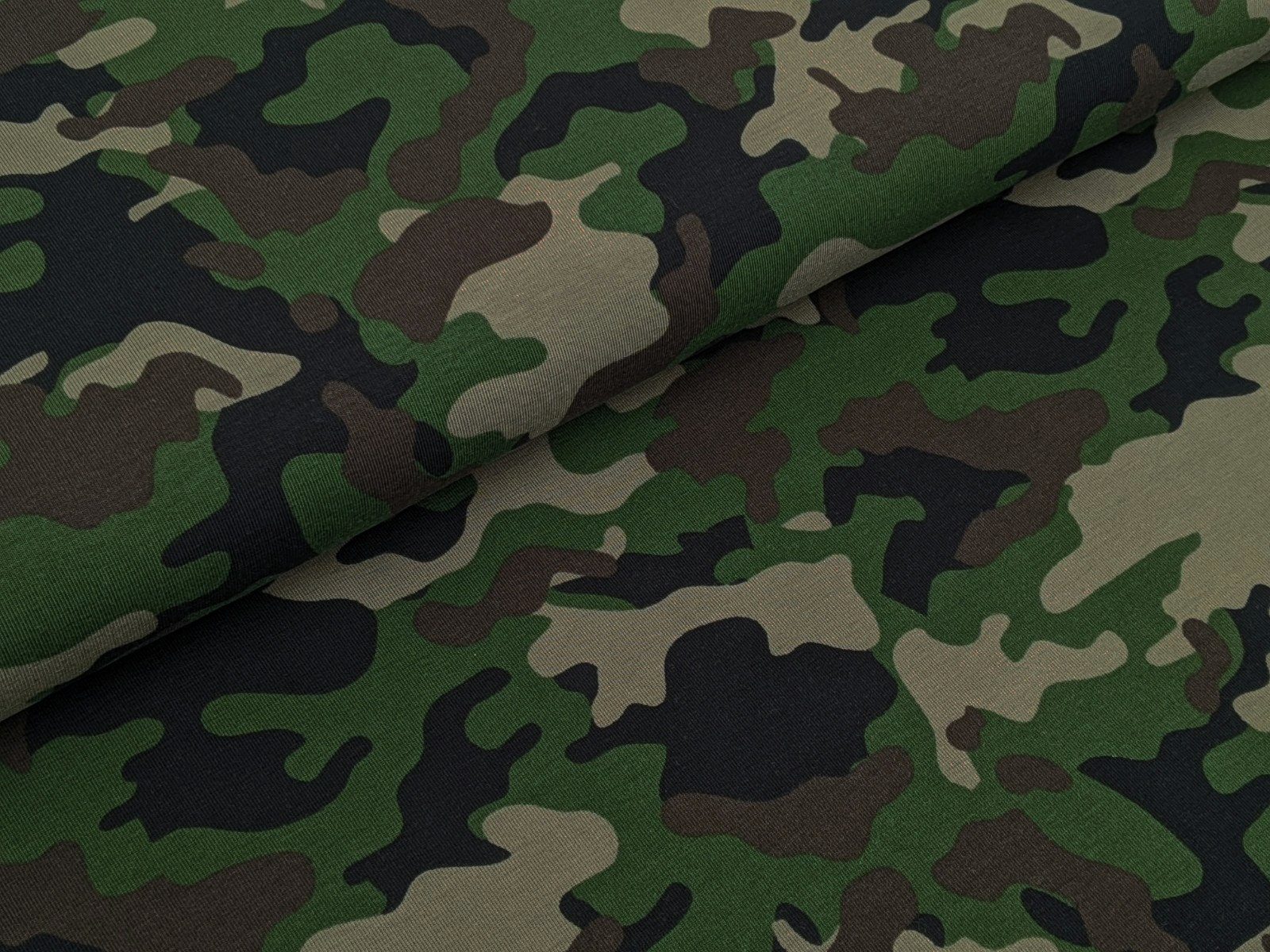 Corileo Stoff »Baumwolljersey Camouflage Grün Stoff Meterware Jersey«