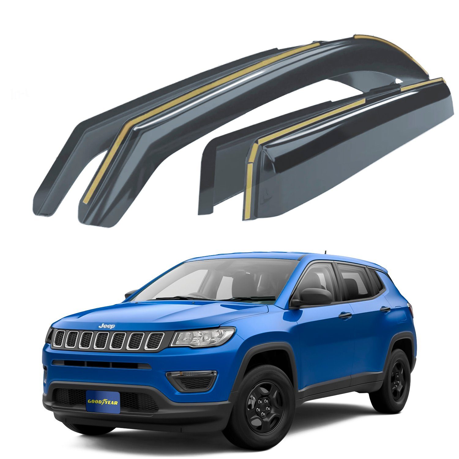 Goodyear Auto-Fußmatte Goodyear Windabweiser für/kompatible mit Jeep Compass 2016-2023 SUV (4 St)