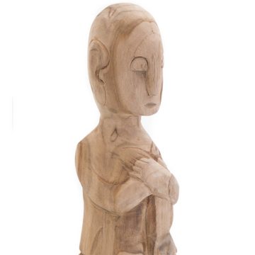 CREEDWOOD Skulptur TEAK SKULPTUR "PRIMITIVO", Teakholz, 40 m, Geschnitzte Holz Figur