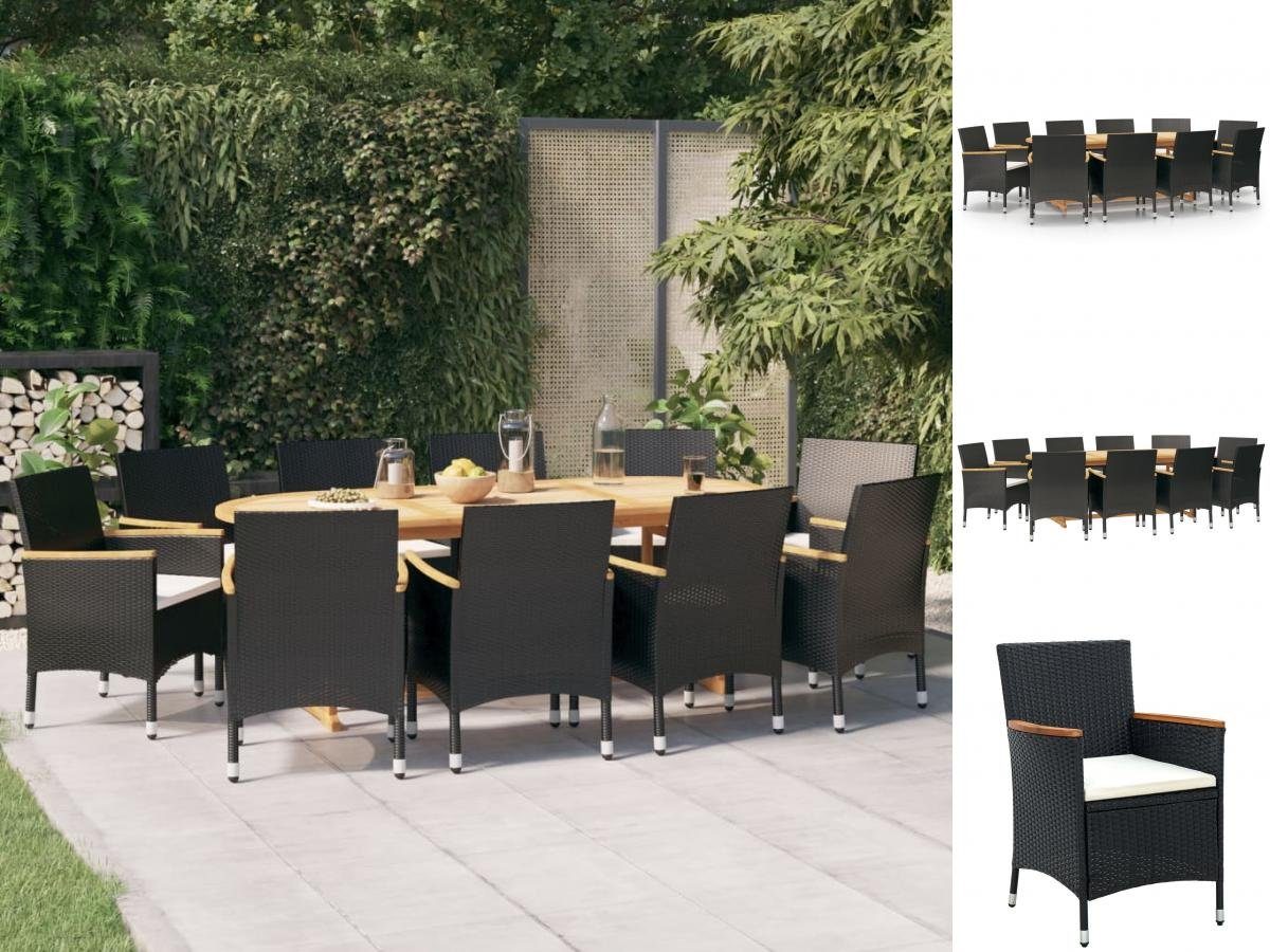 vidaXL GartenEssgruppe 11tlg GartenEssgruppe mit Kissen Schwarz