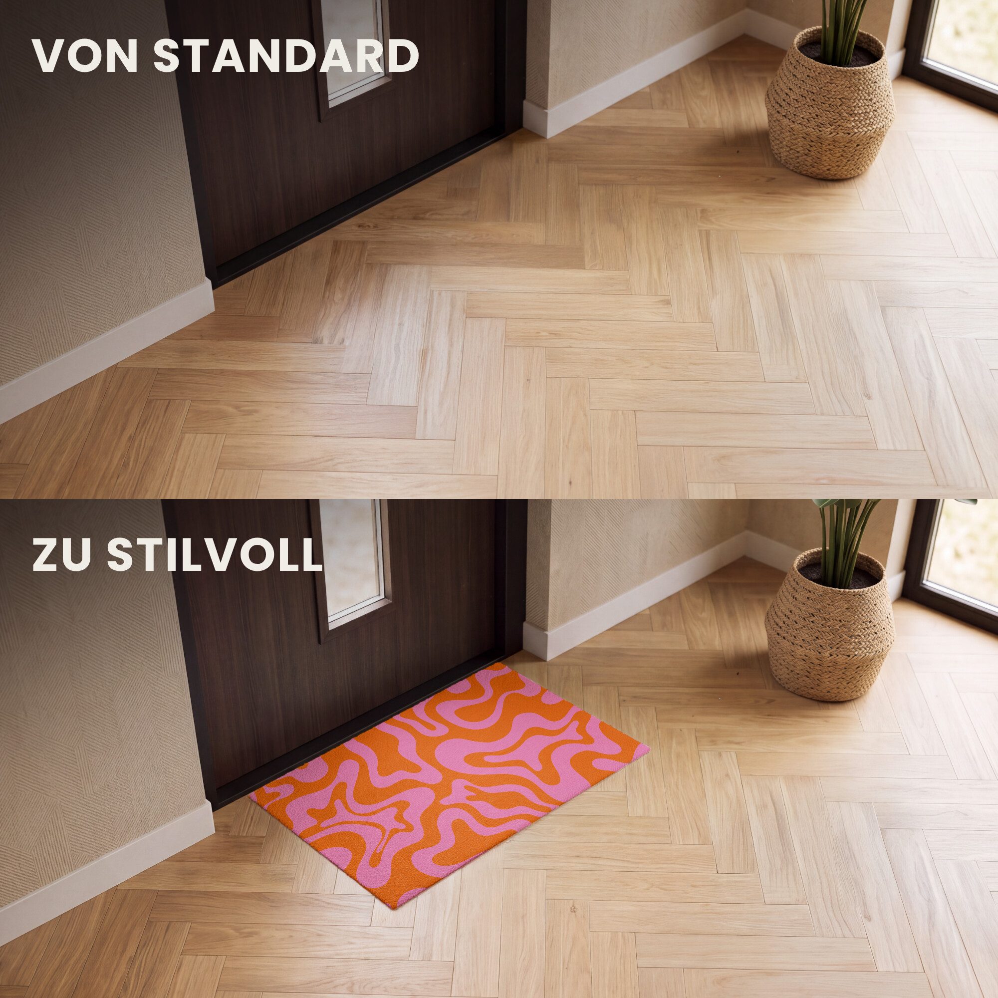 MuchoWow Fußmatte Muster - Rosa - Orange - Abstrakt - Modern, Rechteckig, innen Schmutzfangmatte, Tür, Schmutzfänger Flur, Teppich 60x40 cm – Bild 3 von 5