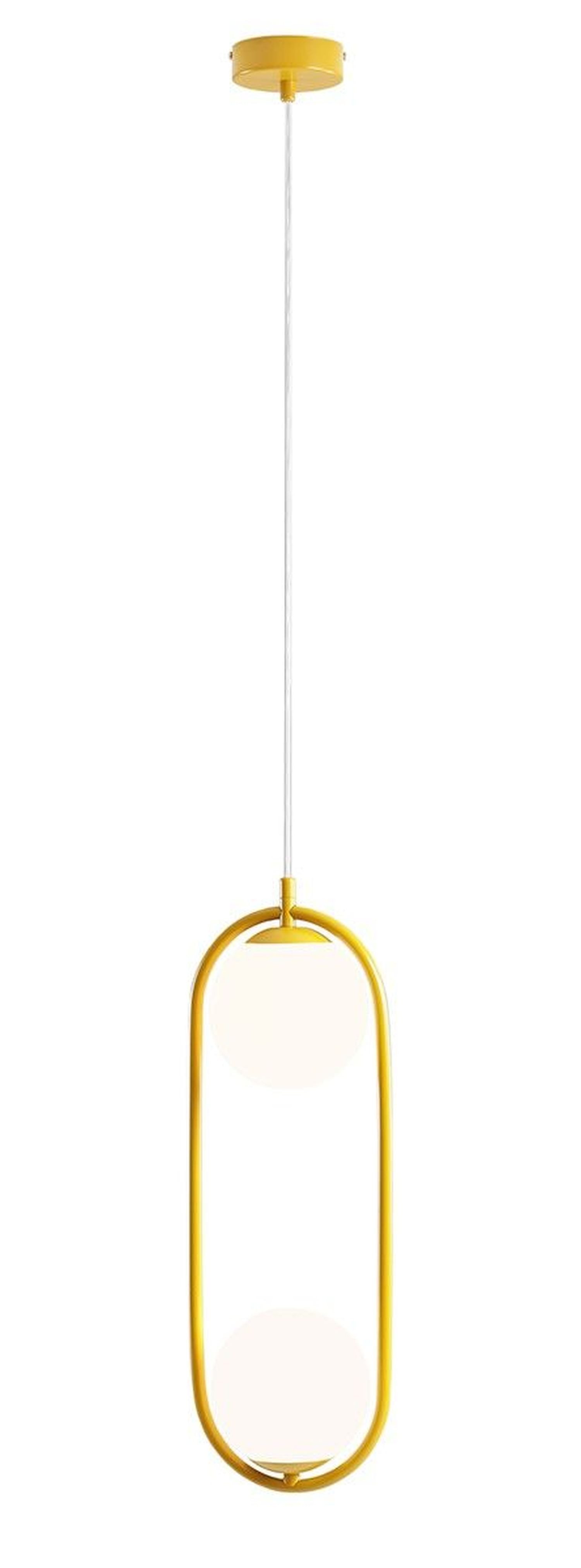 Licht-Erlebnisse Pendelleuchte RIVISE, ohne Leuchtmittel, Metall Glas E14 H: max. 200 cm Gelb Weiß 2-flammig Kugel Schirm