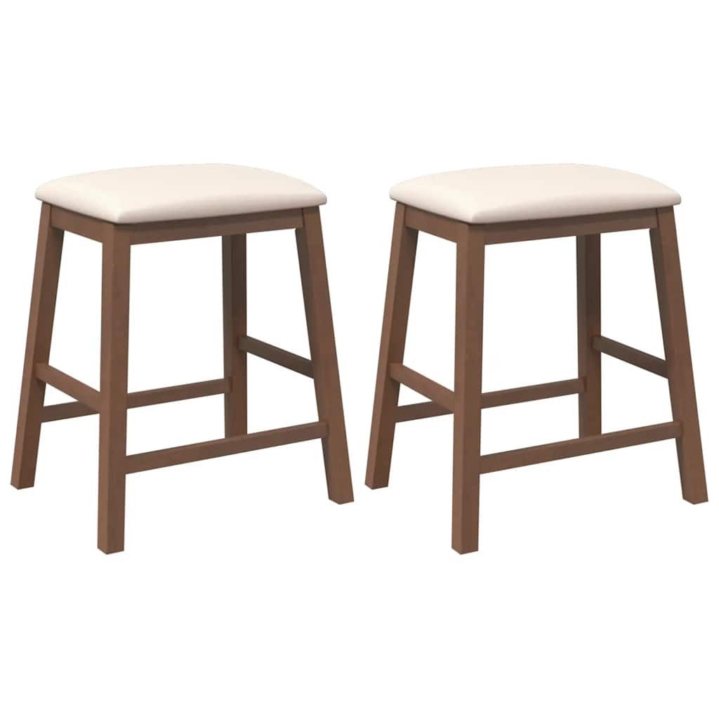 Barhocker Barstühle mit Kissen 2 Stk. Braun Massivholz Gummibaum