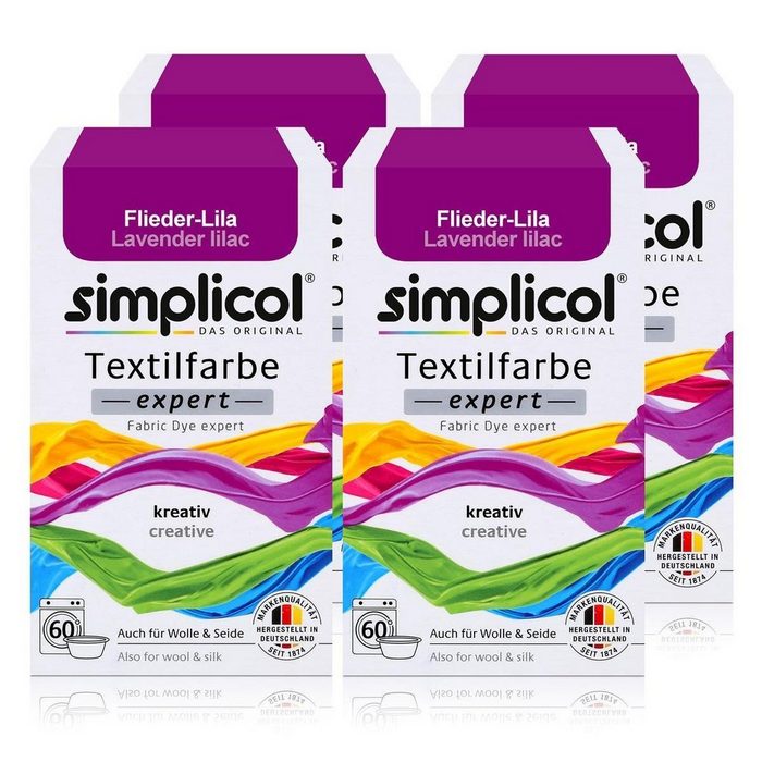 simplicol Textilfarbe Simplicol Textilfarbe expert Flieder-Lila 150g - Farbe zum Färben (4er