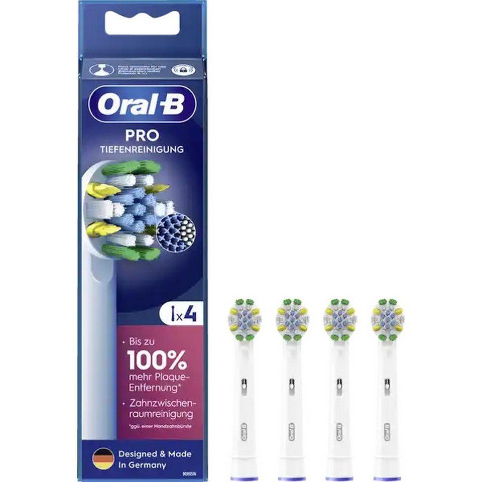 Oral-B Aufsteckbürsten Pro Tiefenreinigung, 4er Pack, bis zu 100% mehr bakterielle Plaqueentfernung*