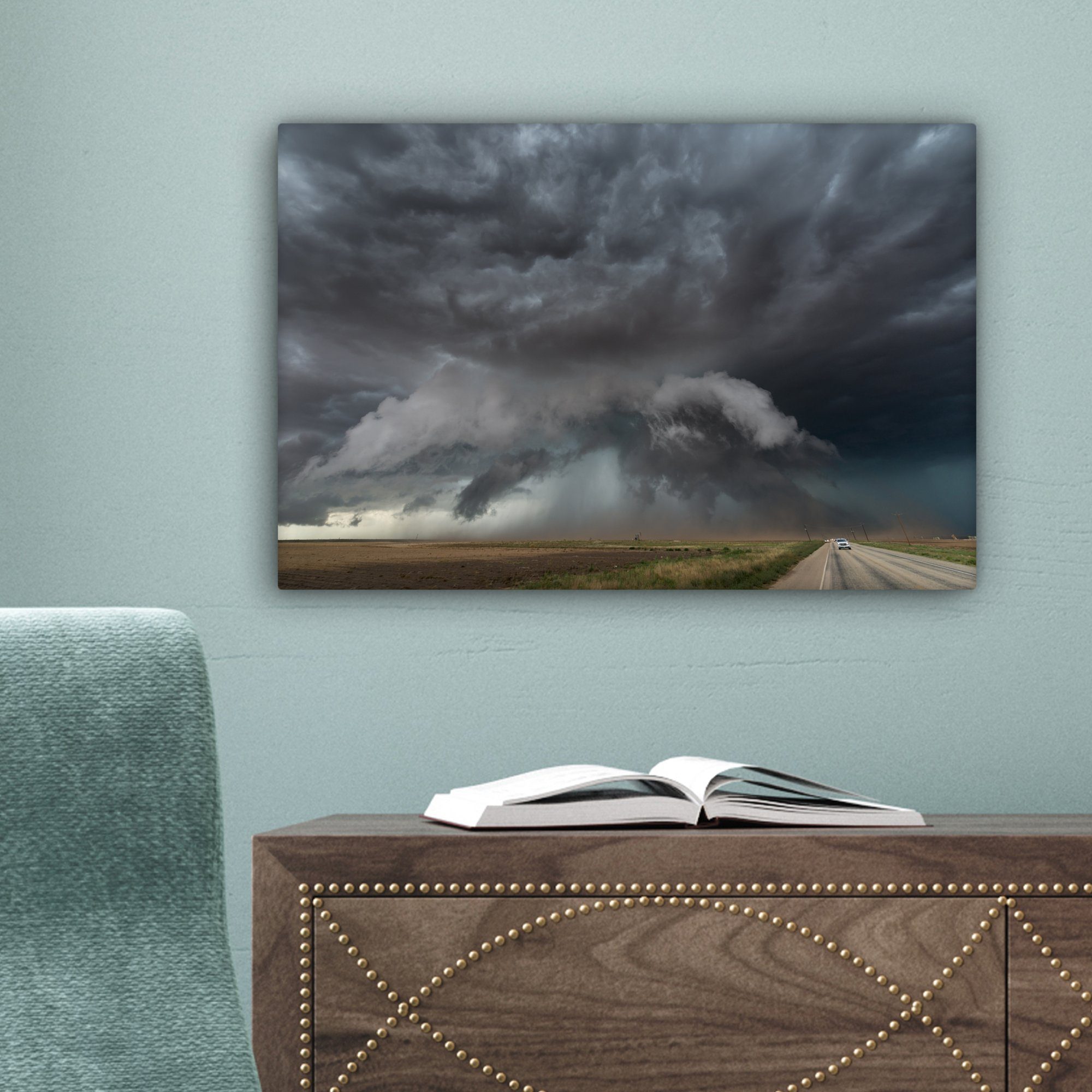 30x20 Aufhängefertig, St), (1 Wanddeko, Wandbild Leinwandbild OneMillionCanvasses® Texas, cm Leinwandbilder, Tornadoverfolgung