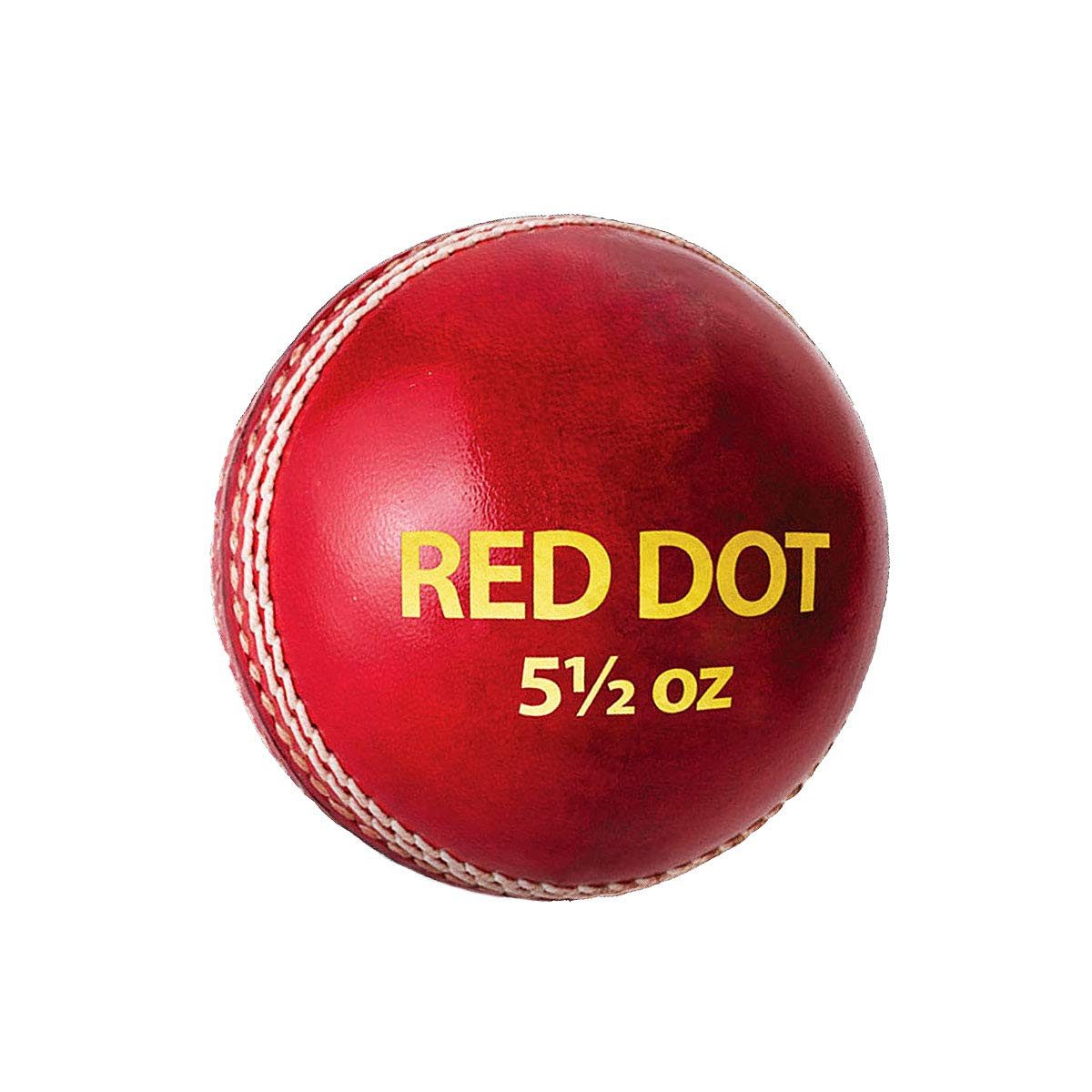 DSC Spielball Red Dot Leder Cricket Ball Geeignet für Praxis Spiel (Inhalt des Kartons: 1 Cricket-Ball, wasserdicht und für hervorragende Formbeständigkeit konzipiert), Turnier Spiel, Top Qualität Kork