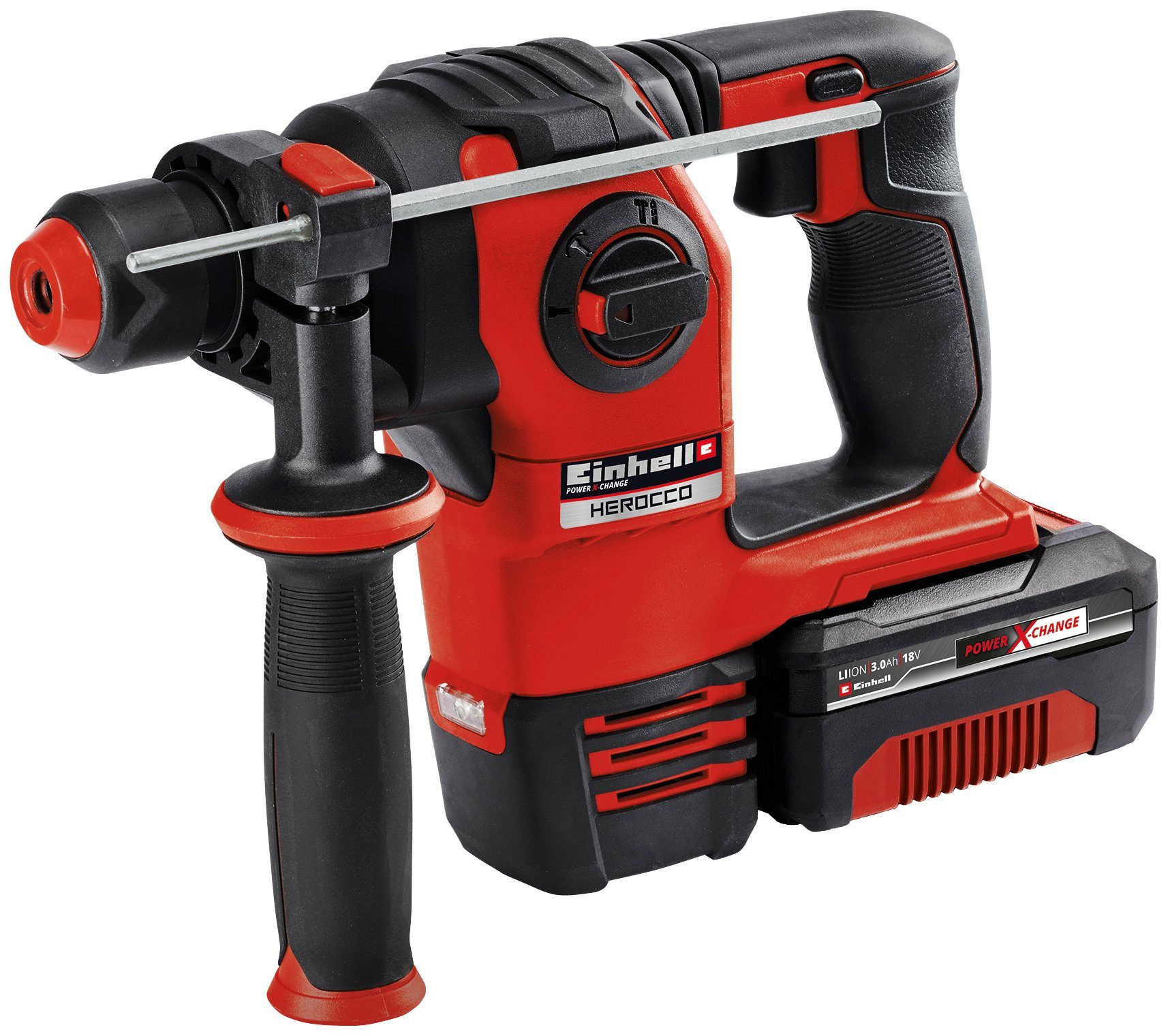 Einhell Akku-Bohrhammer HEROCCO Kit 18V/3Ah, Akku Bohrer, Adapter, Meißel Bit- +5, Ladegerät, Inkl