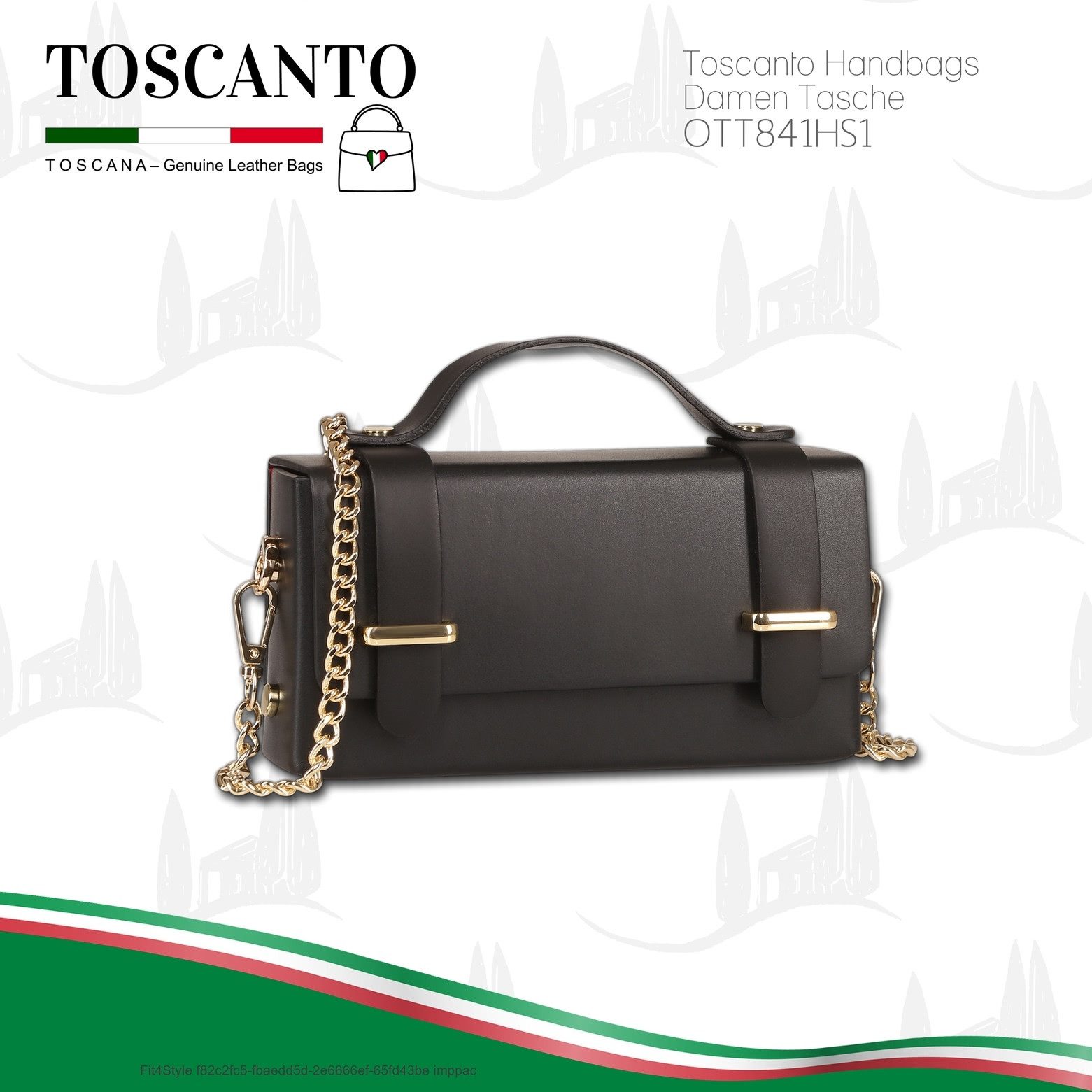 Toscanto Handtasche Toscanto Damen Handtasche Leder Tasche (Handtasche), Damen Leder Handtasche, schwarz ca. 19cm