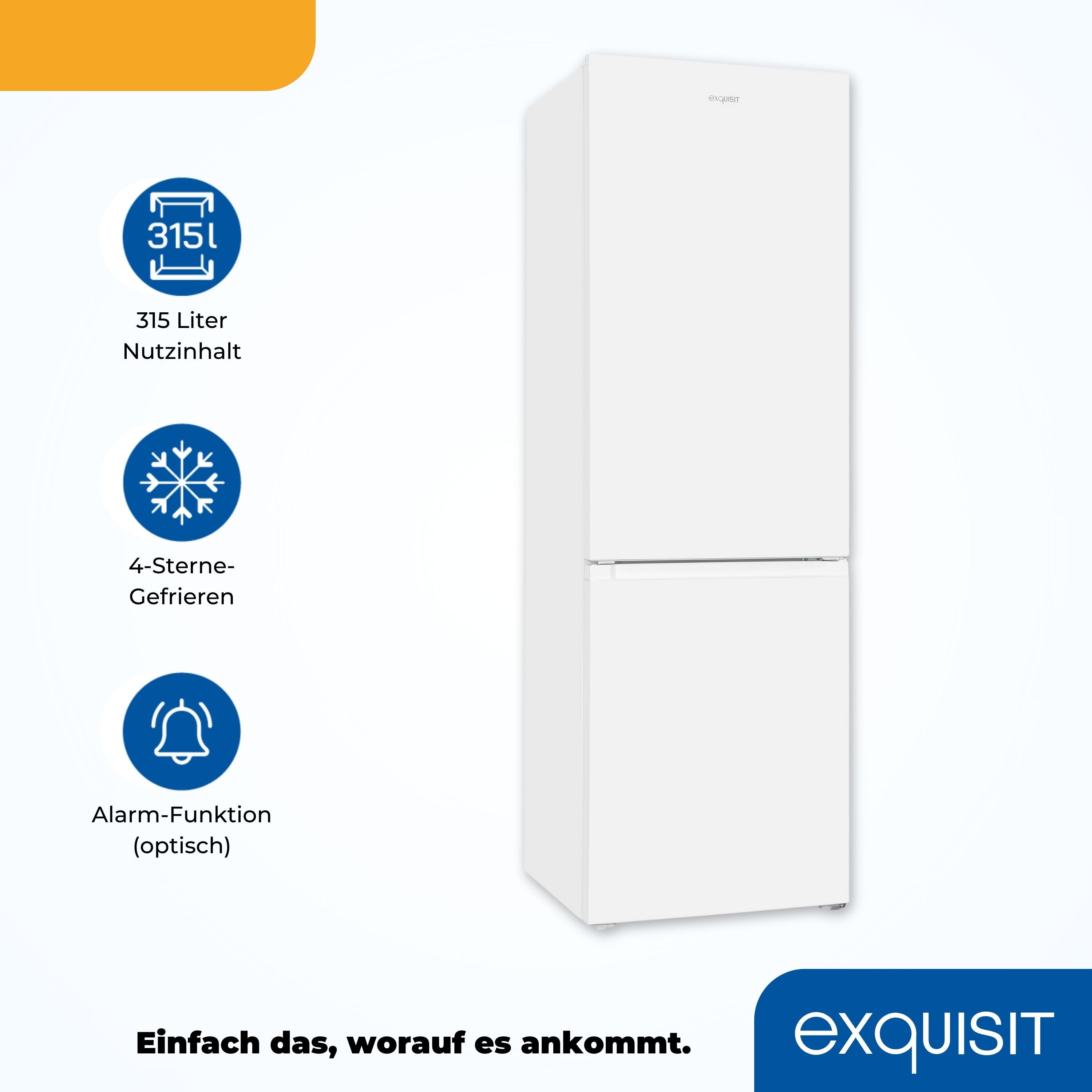 exquisit Kühl-/Gefrierkombination KGC320-95-E-040C, 185,8 cm hoch, 60 cm breit, 315 Liter Nutzinhalt, Elektronische Steuerung – Bild 5 von 5
