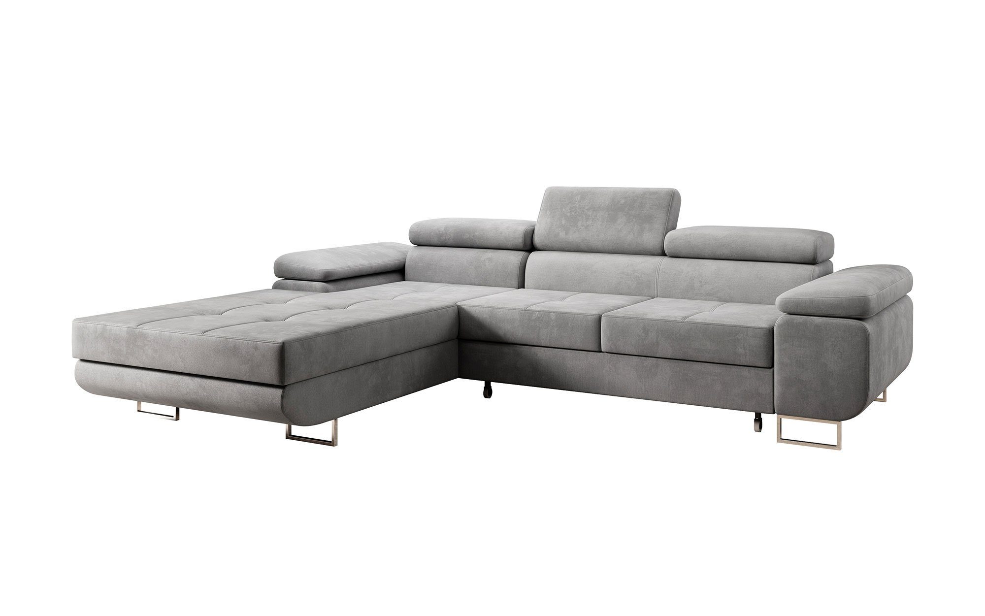 Baidani Sofa Designer Calvera mit Design und Klappfunktion, Hellgrau Sofa modernes Schlaf
