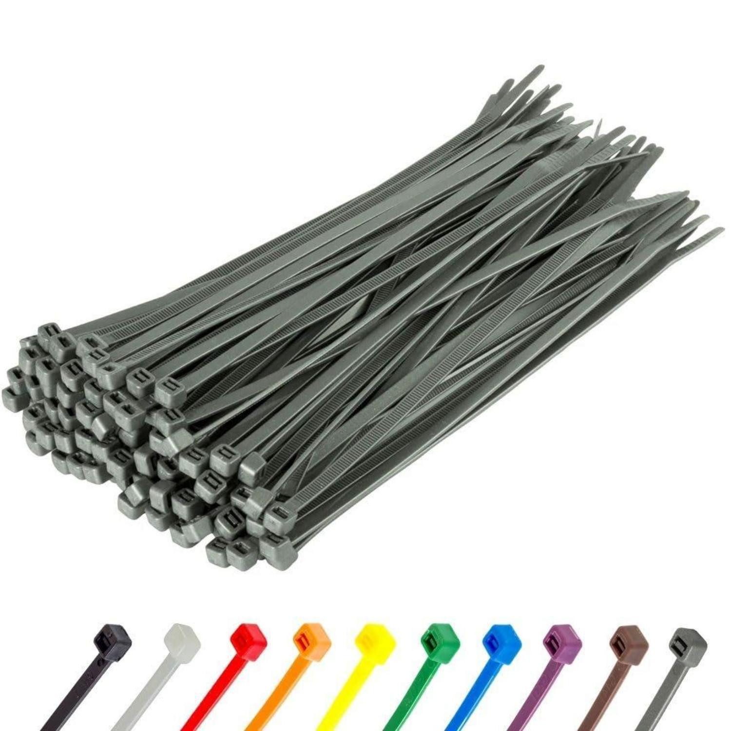 LuxusKollektion Kabelbinder Kabelbinder 100 Stück 300x4,8 mm 22,2 kg UV-beständig Silber