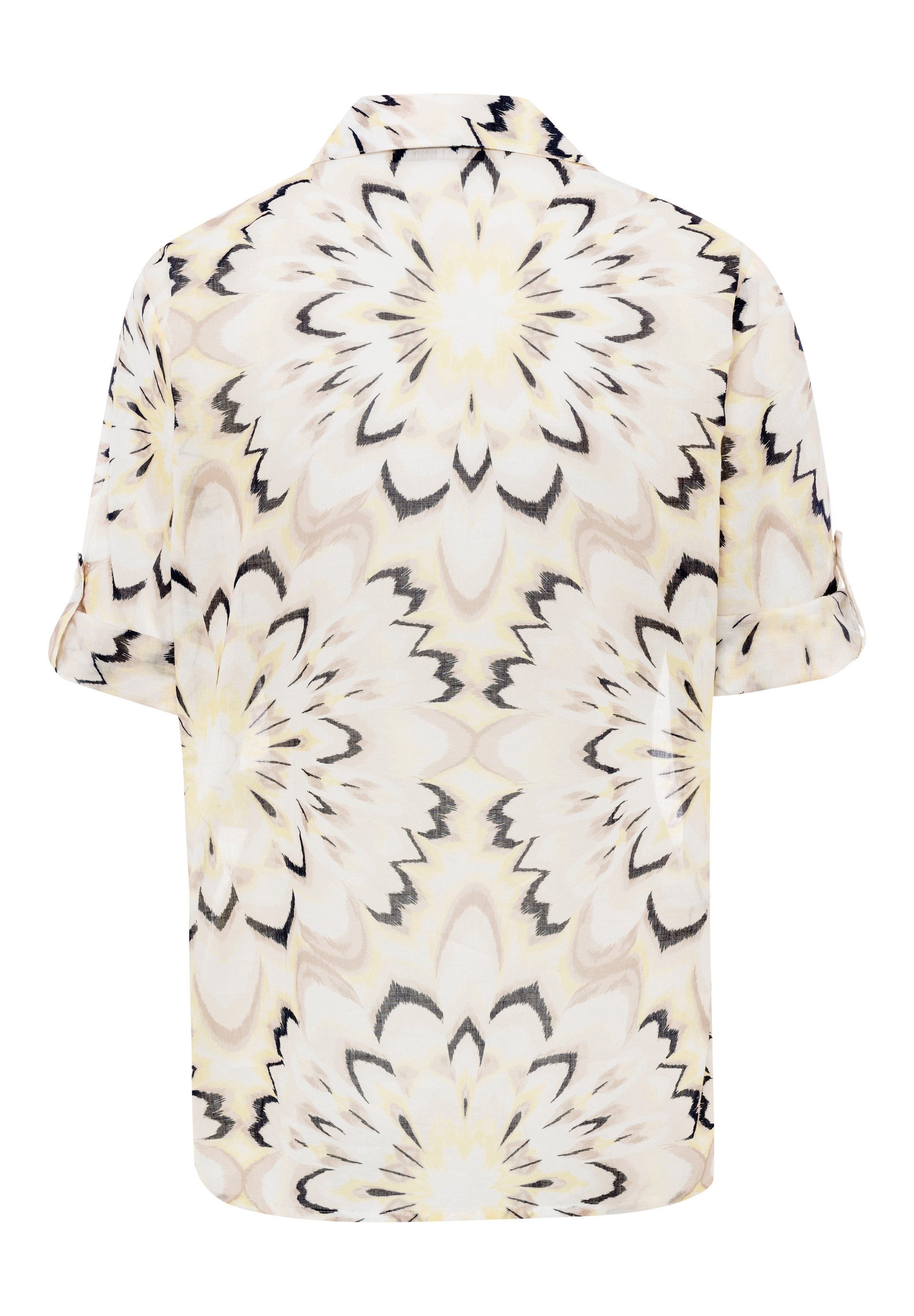 FRANK WALDER Klassische Bluse mit Schmuck an der Tasche