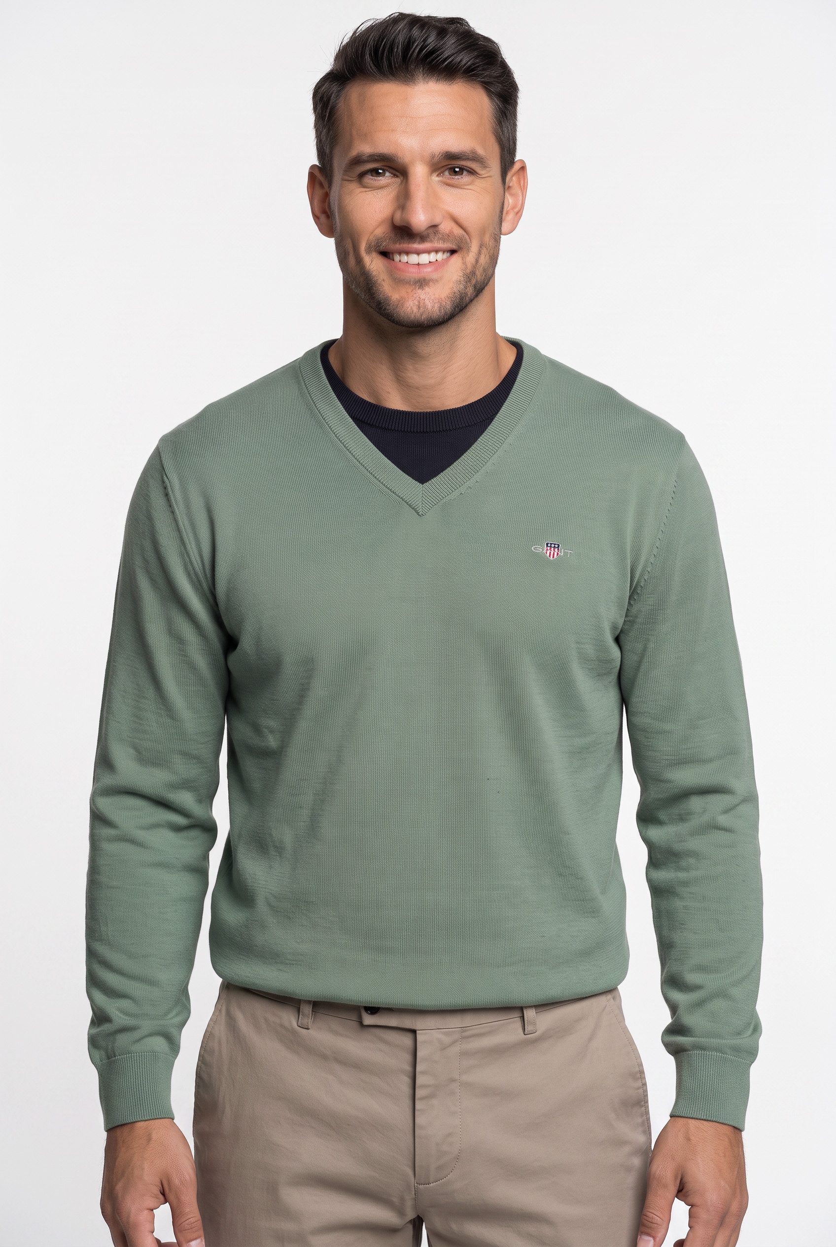 Gant V-Ausschnitt-Pullover CLASSIC COTTON V-NECK Regular fit mit V-Ausschnitt