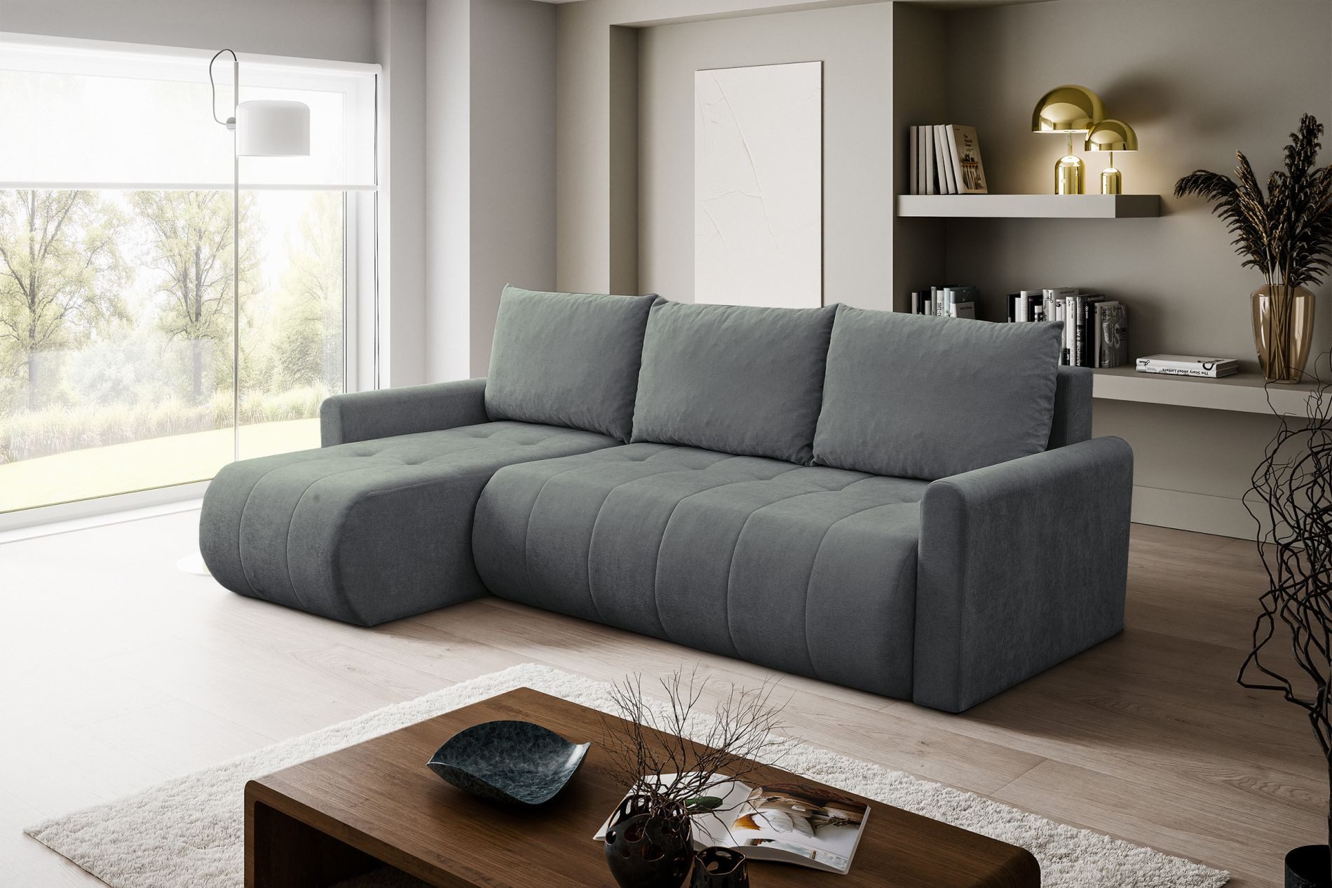 Selsey Ecksofa TIMMONE, mit Schlaffunktion, Bettkasten & Bonell-Federkern, Chenille, 230 cm