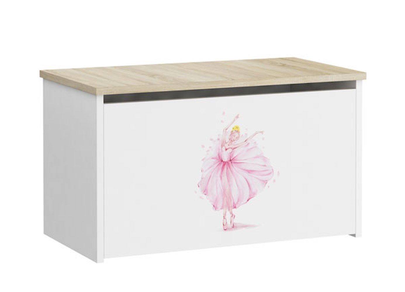 Feldmann-Wohnen Spielzeugtruhe Daria, 73cm weiß Sonoma Eiche Motiv wählbar