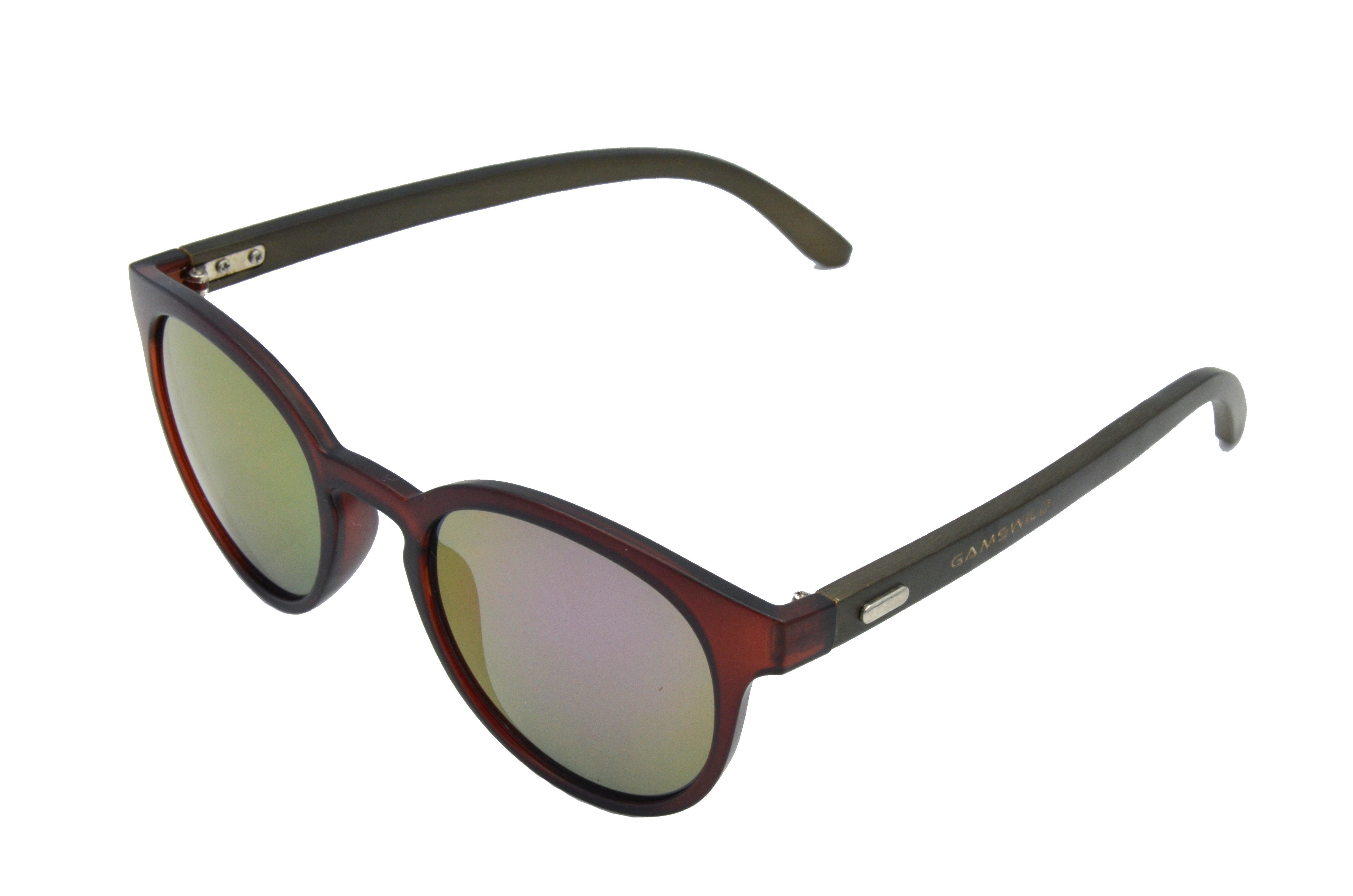 Gamswild Sonnenbrille WM1228 GAMSSTYLE Mode Brille Damen Herren Unisex Bambusholz, rot-braun, braun-getigert, pink-braun Bambusholzbügel rot-violett