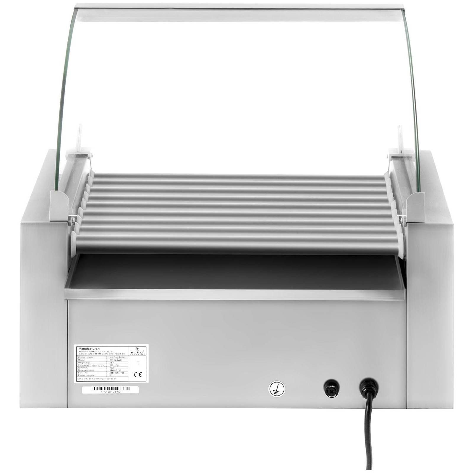 Royal Catering Elektrogrill Hot Dog Grill 2 Zonen Edelstahl Rollengrill Würstchengrill 9 Rollen, 1850 W, verschiedene Größen