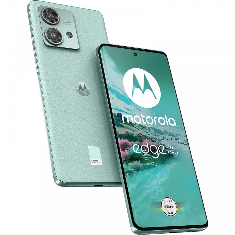 Motorola XT2307-1 Moto Edge 40 Neo 5G 256 GB / 12 GB Smartphone soothing sea Smartphone (6,55 Zoll, 256 GB Speicherplatz)